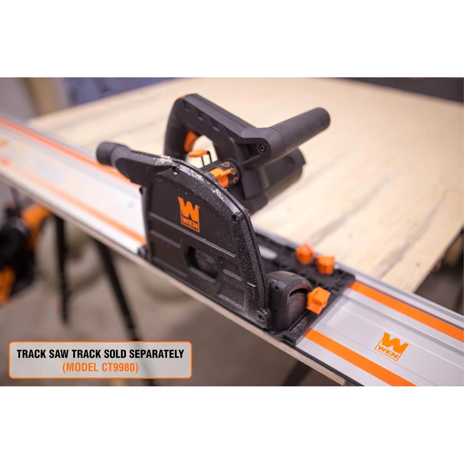 WEN CT1065 10-Amp Plunge Cut Circular Track Saw + WEN 36053C 6" Quick Release Track Saw Clamps