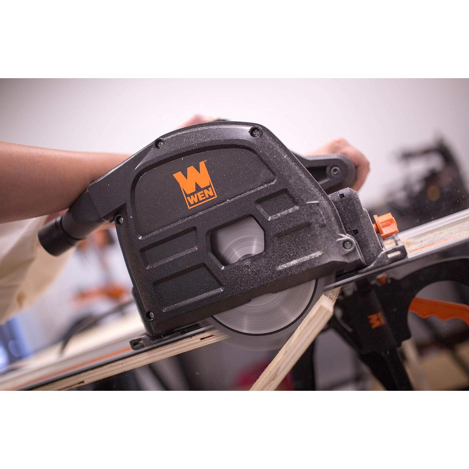 WEN CT1065 10-Amp Plunge Cut Circular Track Saw + WEN 36053C 6" Quick Release Track Saw Clamps