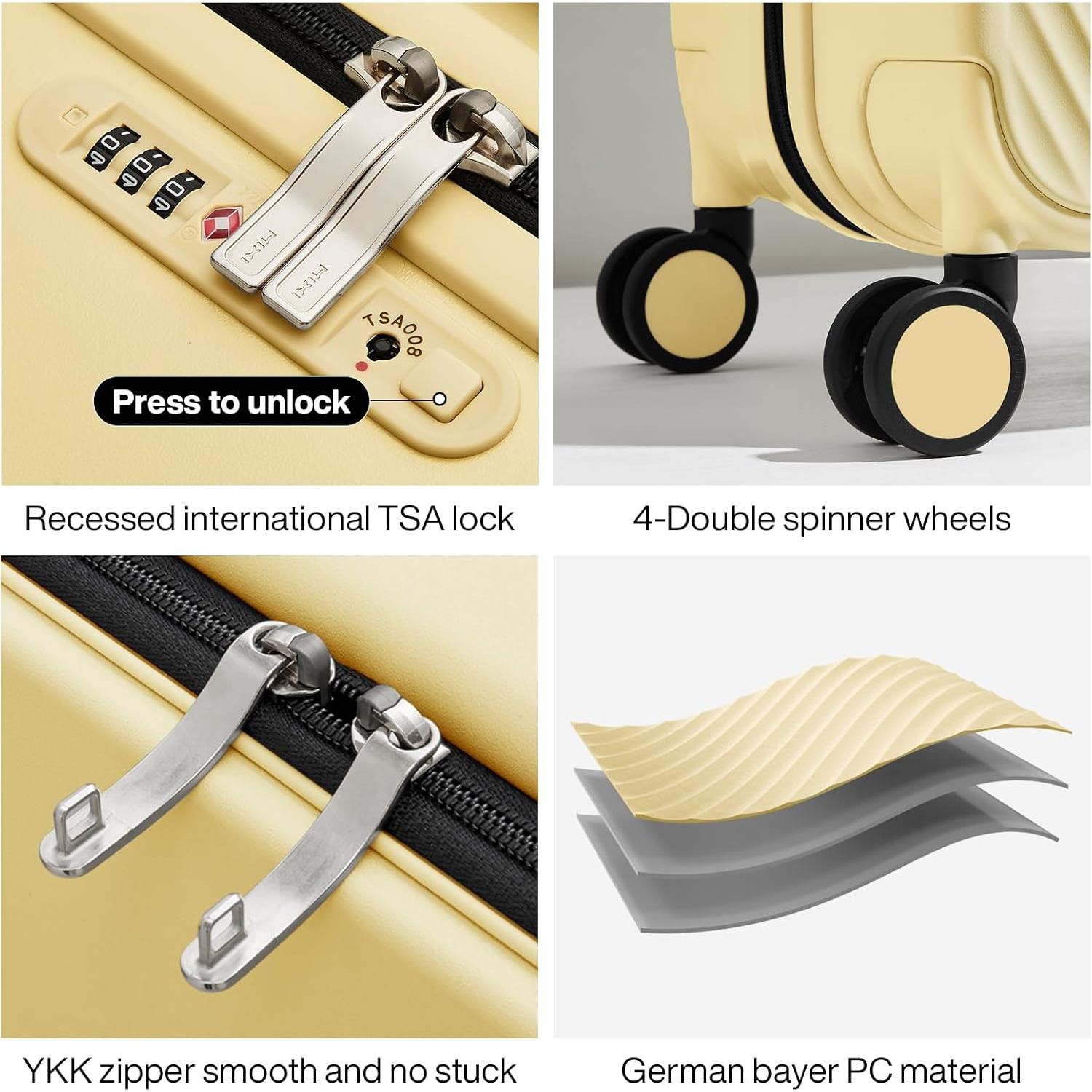 Maleta de Mano Mixi 20" Policarbonato Amarillo Lark TSA