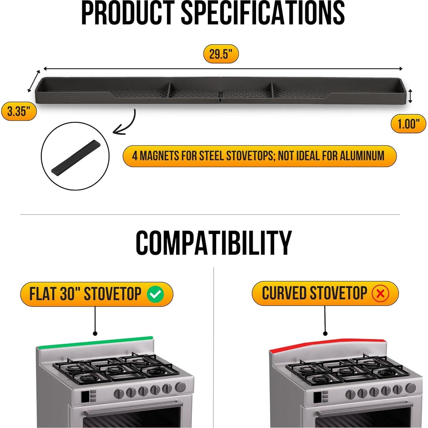 Estante Magnético TEO para Cocina - Silicona 76.2 cm Negro