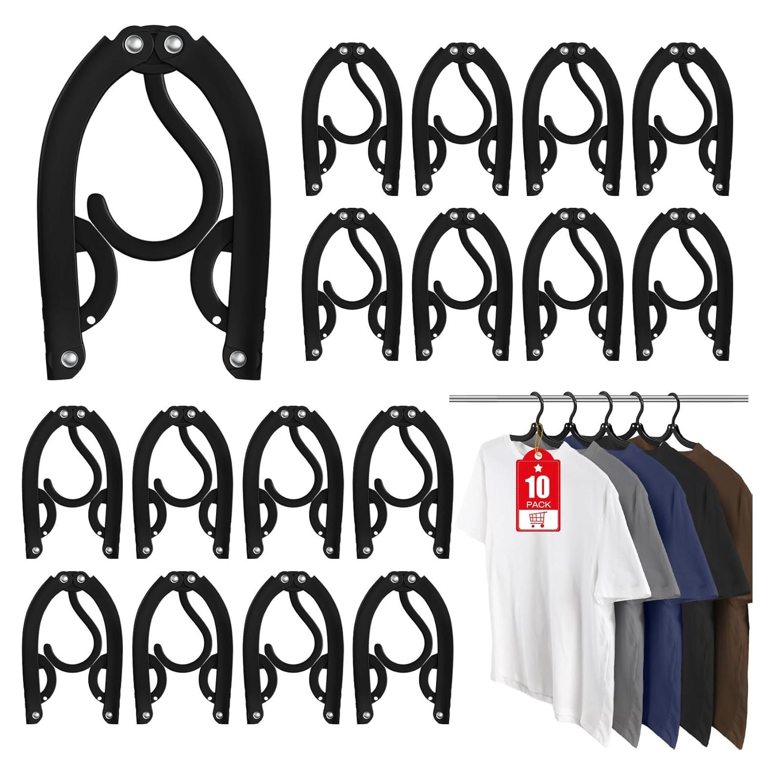 10 Perchas de Viaje Plegables Besslly Negro 42x17cm