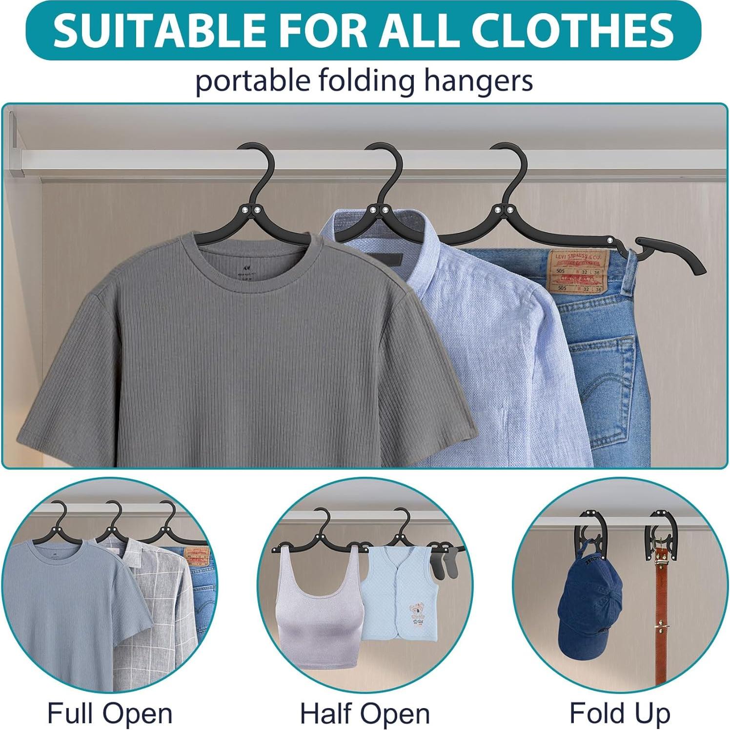 10 Perchas de Viaje Plegables Besslly Negro 42x17cm