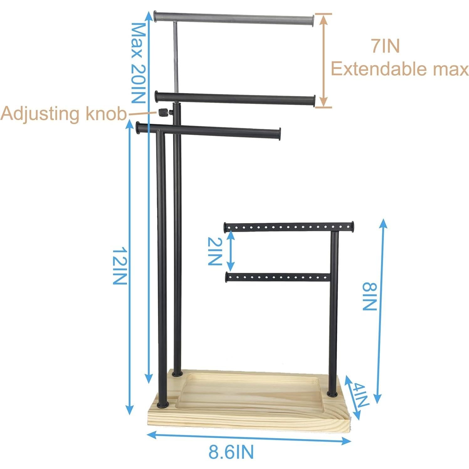 Soporte de Joyería Ajustable Lengnoyp 20 cm Negro 4 Niveles