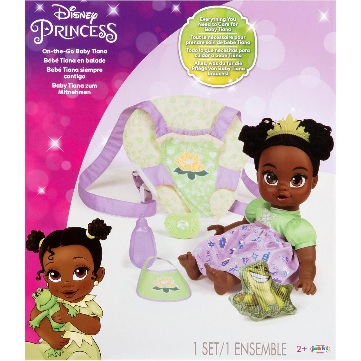 Muñeca Bebé Tiana Deluxe Disney con Transportador y Amigo