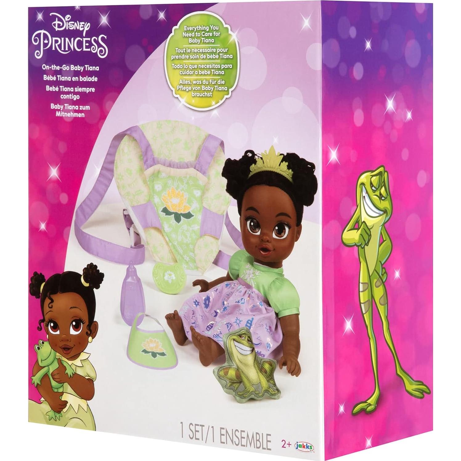 Muñeca Bebé Tiana Deluxe Disney con Transportador y Amigo