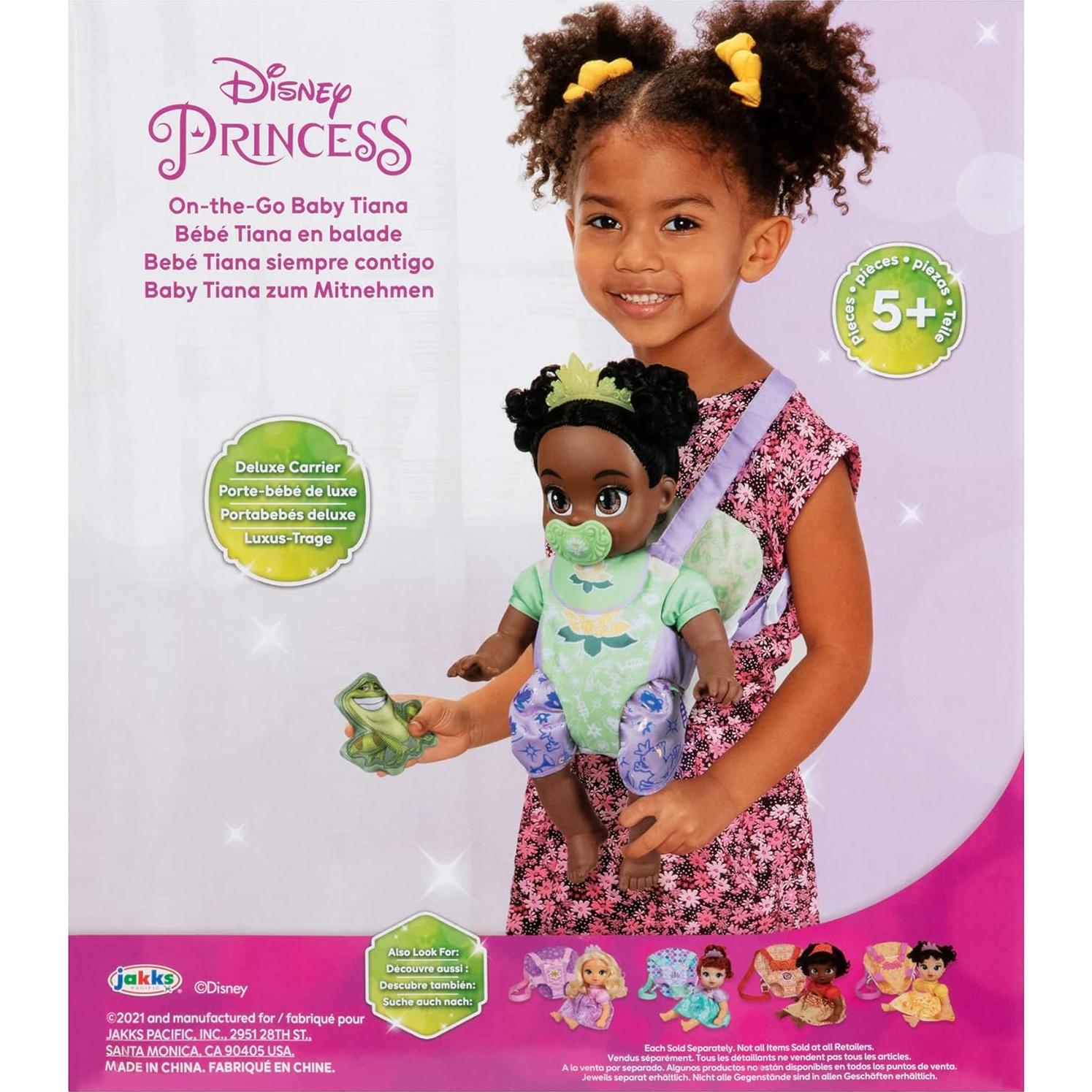 Muñeca Bebé Tiana Deluxe Disney con Transportador y Amigo