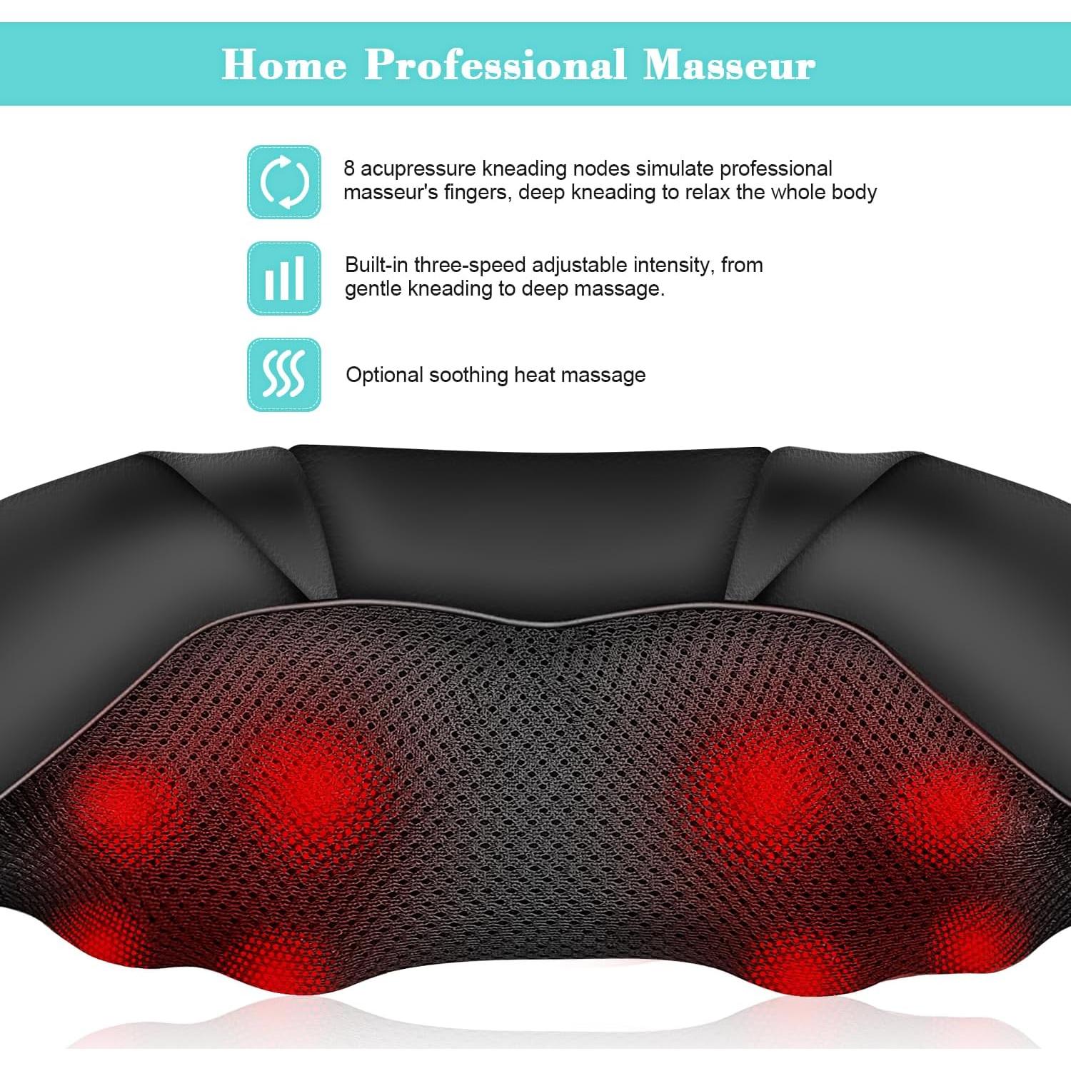 Masajeador de Cuello y Espalda WOQQW con Calor 4D - Alivio Muscular