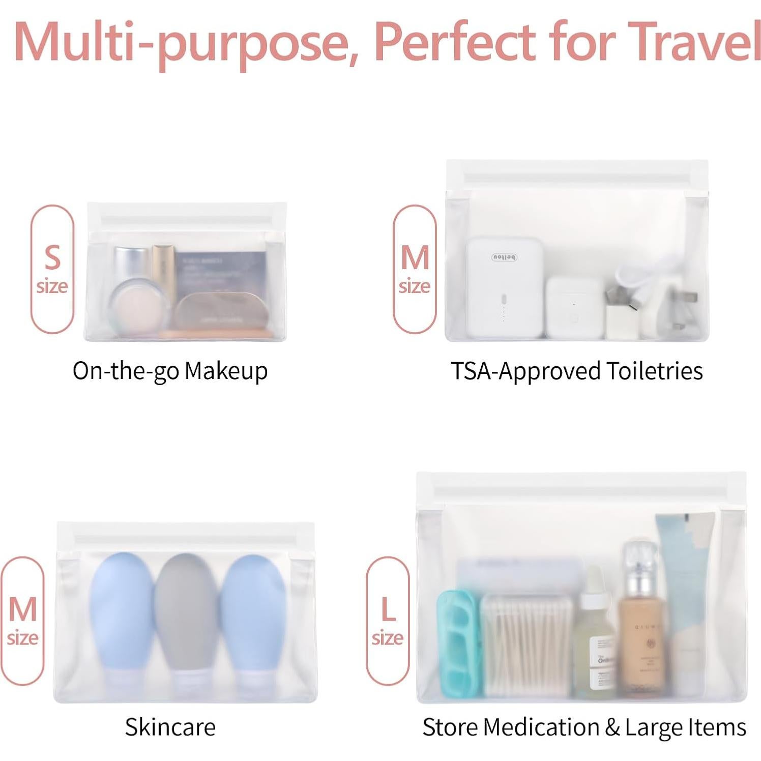 Packism Bolsa de Aseo Transparente Aprobada por TSA - 3 Tamaños