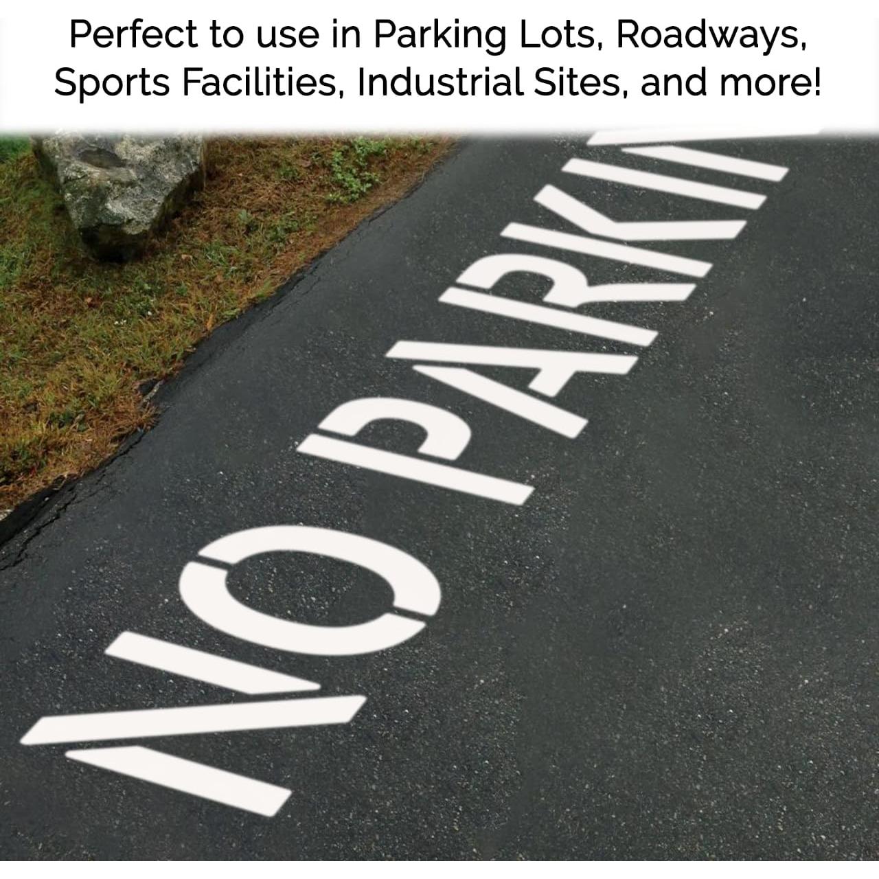No Parking Stencil with 12" Letters for Painting Parking Lots and Curbs to Establish Zones for Customers and Residents One Piece 1/8" Thick Reusable Plastic Made in USA by Marketing Holders