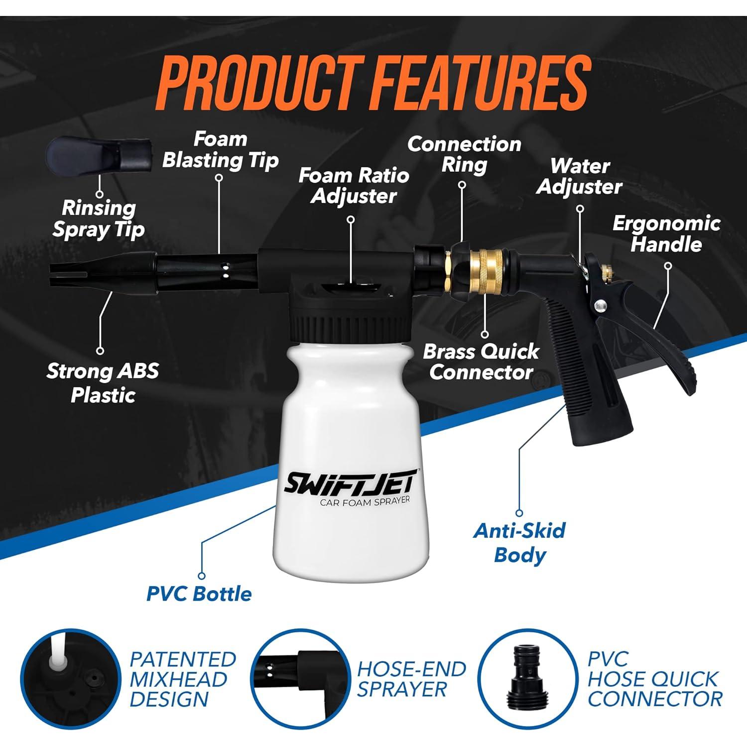 Pistola de Espuma SwiftJet + Mitón Microfibra para Lavado de Autos