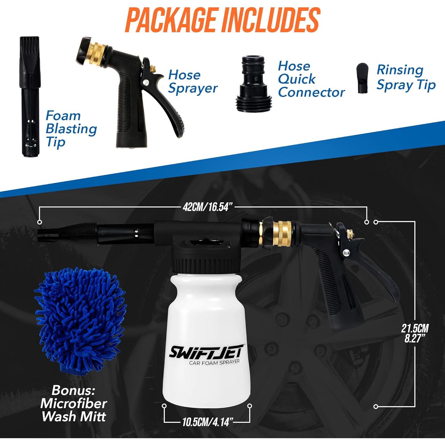 Pistola de Espuma SwiftJet + Mitón Microfibra para Lavado de Autos