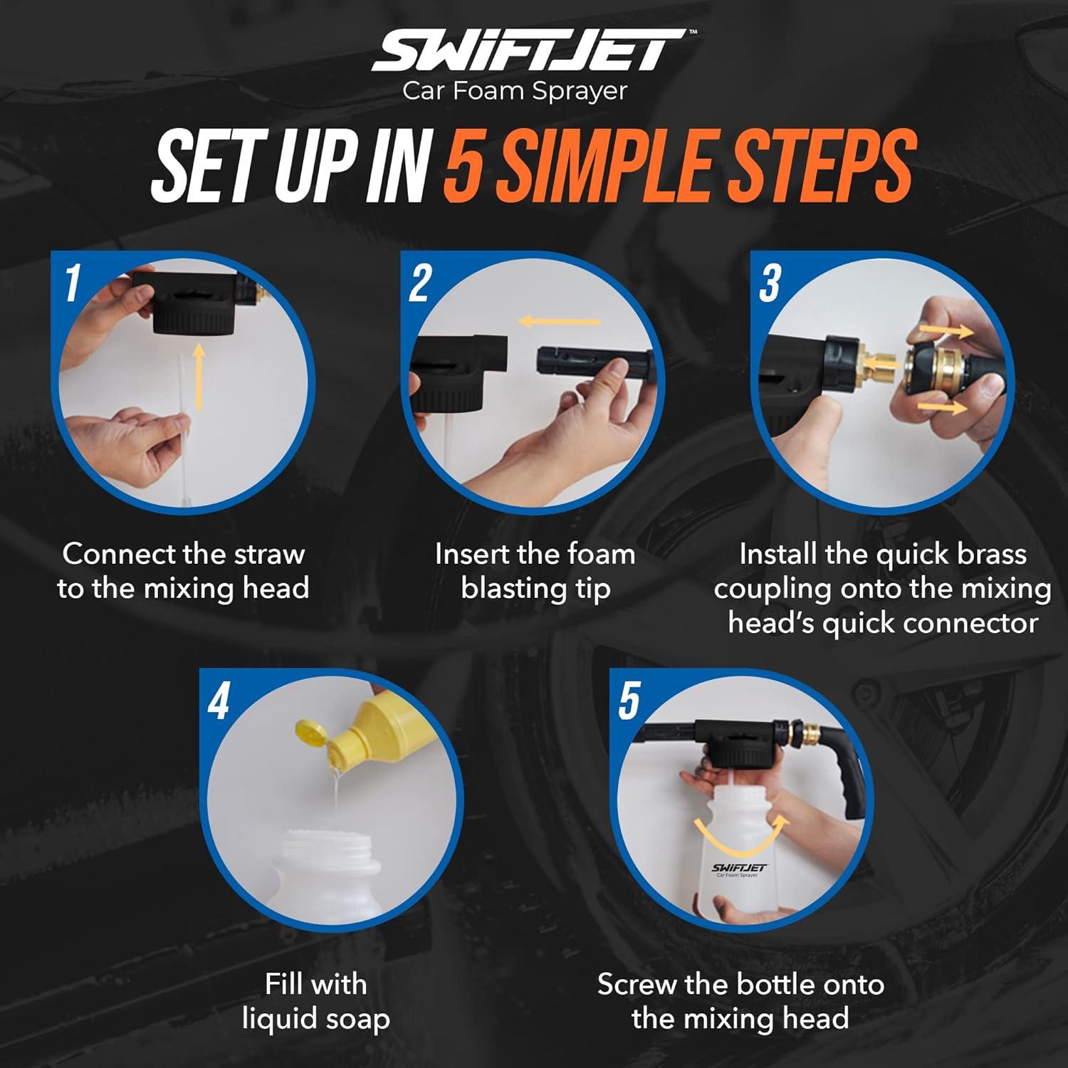 Pistola de Espuma SwiftJet + Mitón Microfibra para Lavado de Autos