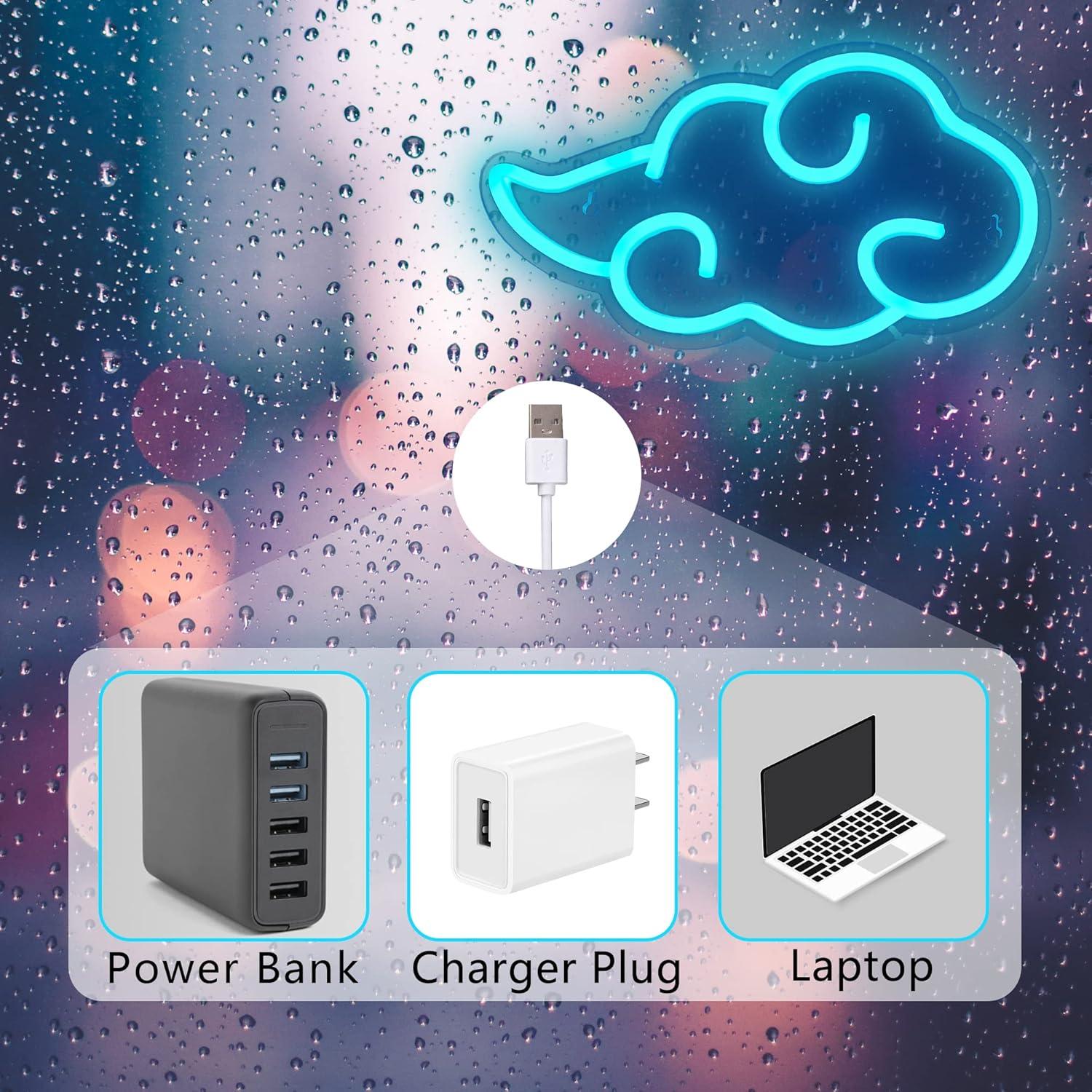 Letrero de Neón Nube Azul LED Dleouly 30.5x17.8 cm