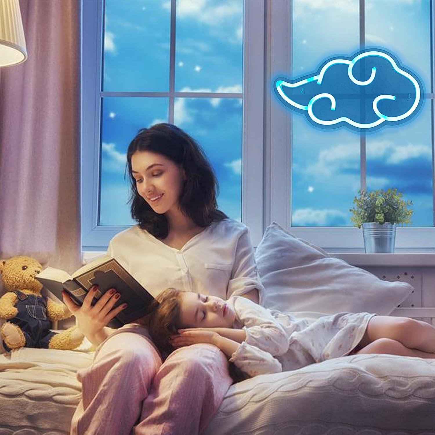 Letrero de Neón Nube Azul LED Dleouly 30.5x17.8 cm