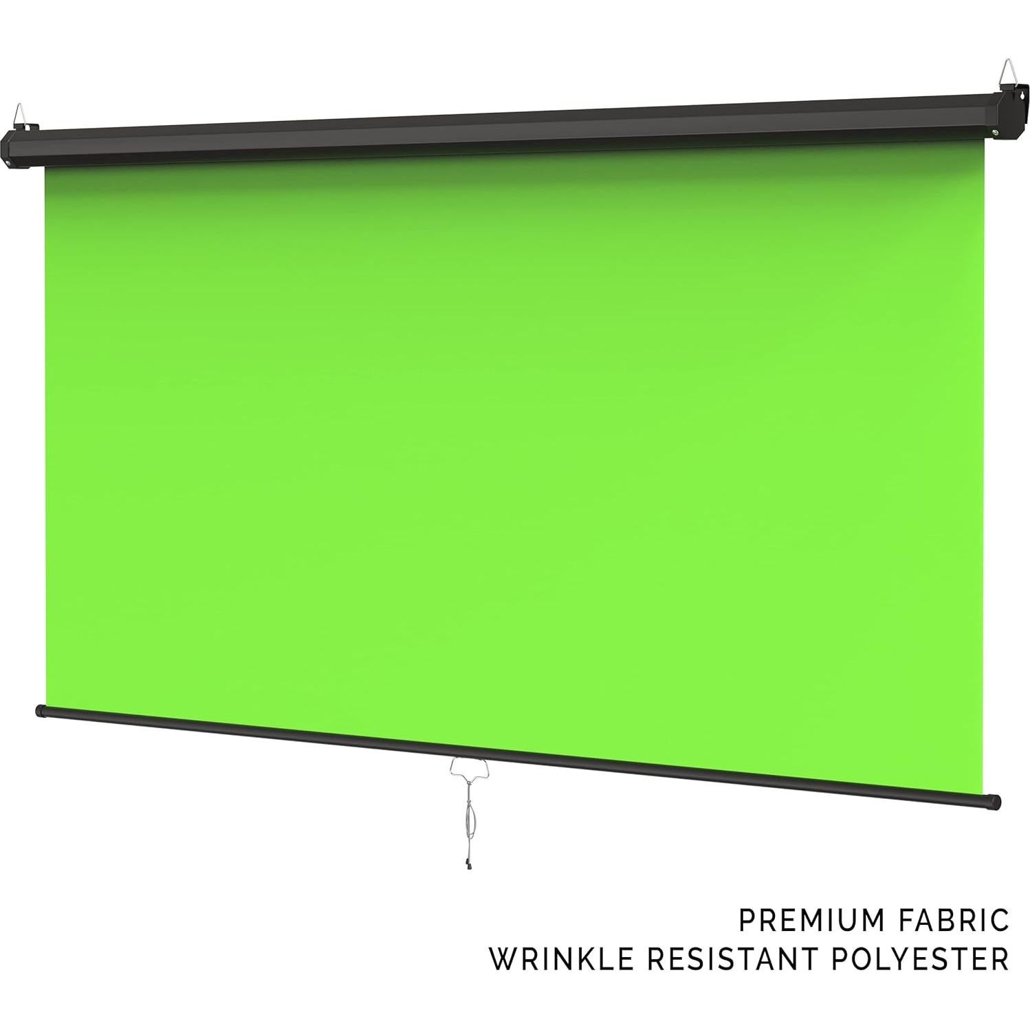 【Wider Style】 KHOMO GEAR Green Screen 84 x 84 inch – Extra Large Pull Down Backdrop – Portable Collapsible Roll Down Projector Screen – Green Screen for Video, Streaming, and Photography