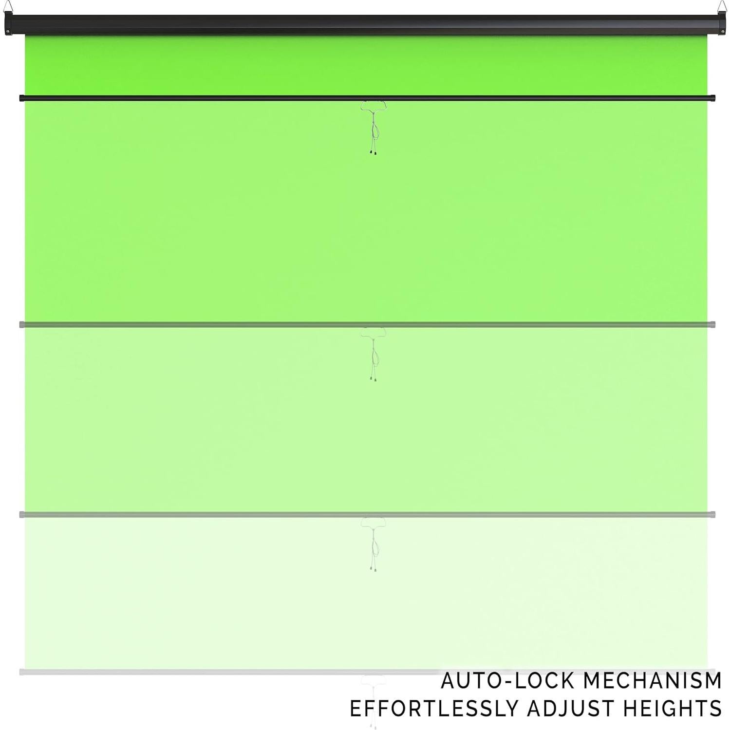 【Wider Style】 KHOMO GEAR Green Screen 84 x 84 inch – Extra Large Pull Down Backdrop – Portable Collapsible Roll Down Projector Screen – Green Screen for Video, Streaming, and Photography