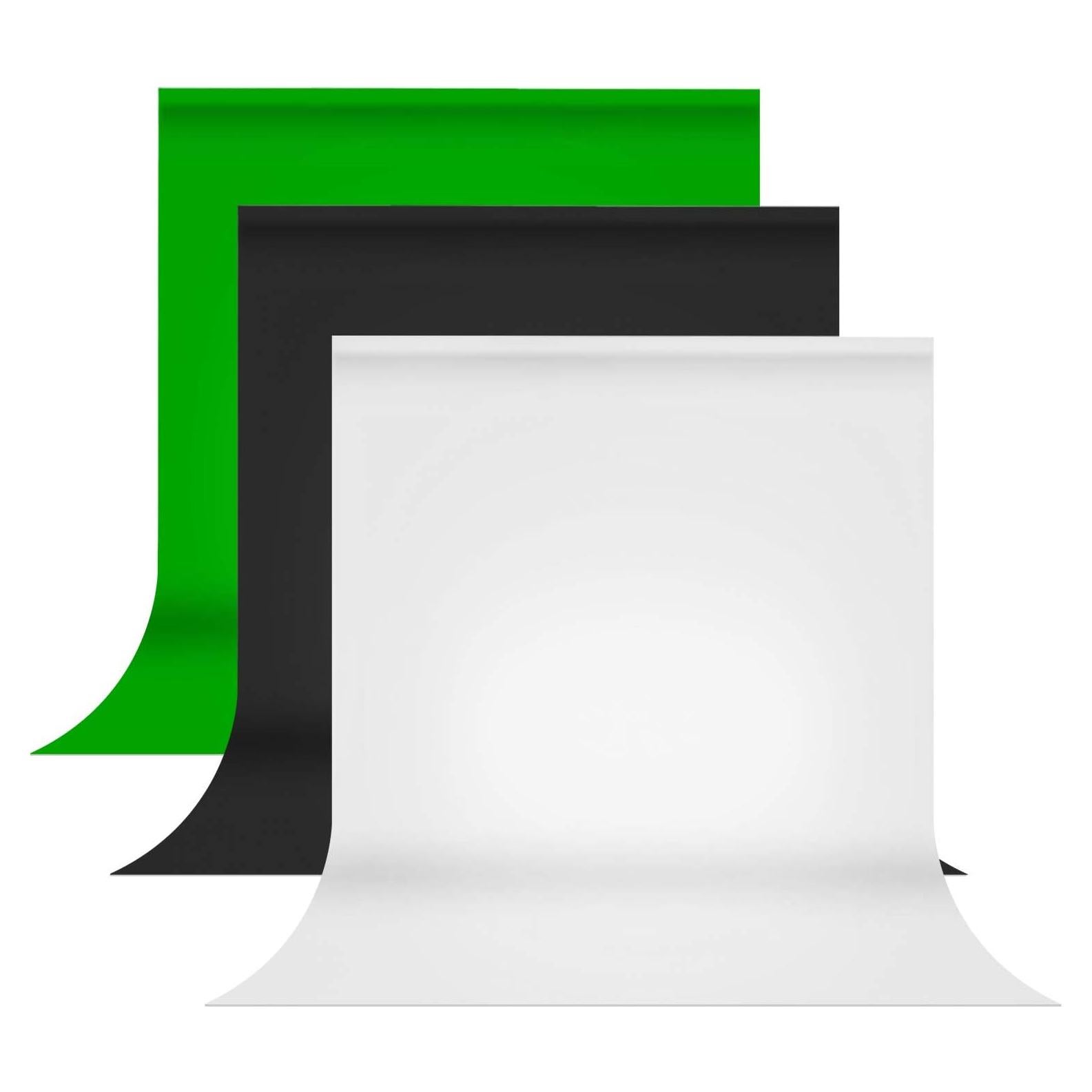 Julius Studio 9 x 13 ft. White, Black, Green Chromakey Background Backdrop Screen Bundle, Premium High Density > 150GSM Fabric A+ Grade, Wrinkle Resistant, Video Studio, Party, Events, PROMO05_AM1