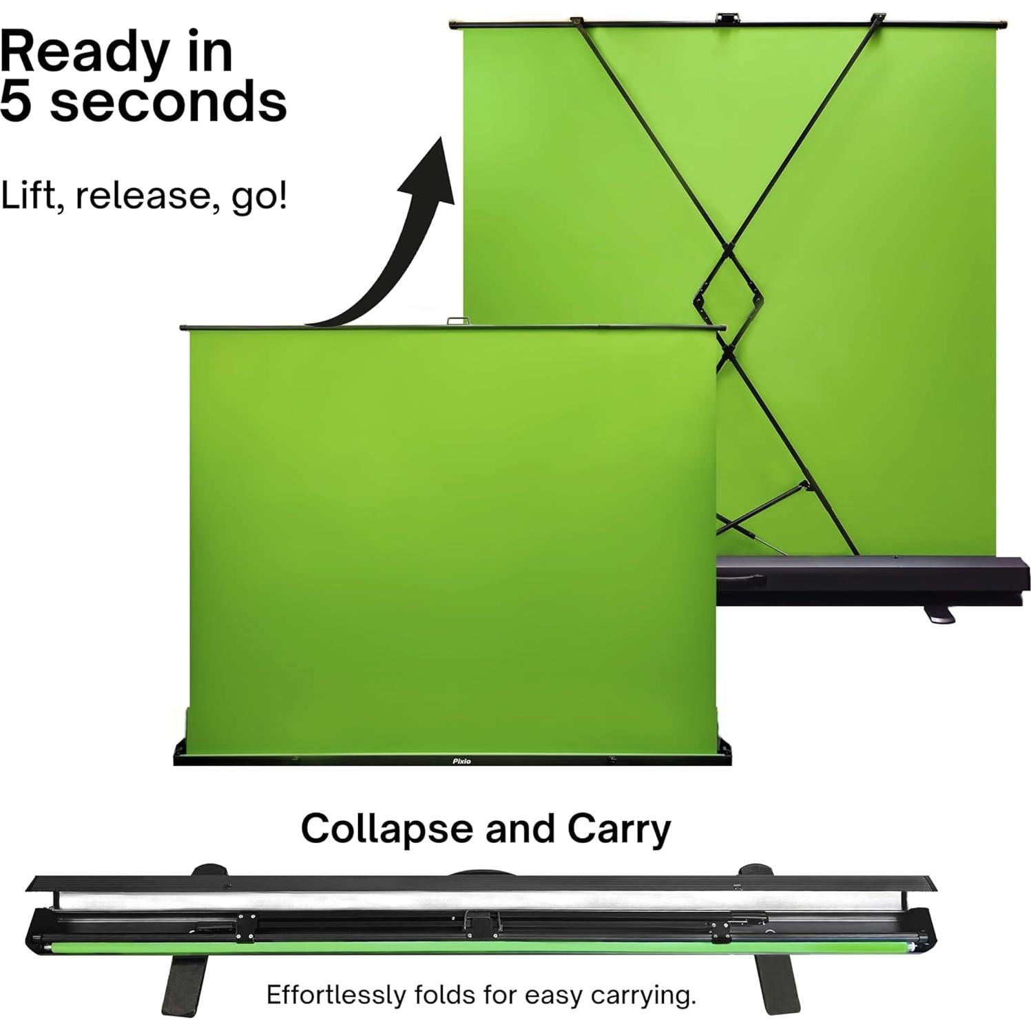 Fondo Verde Extra Grande Pixio 198x198 cm Plegable y Portátil