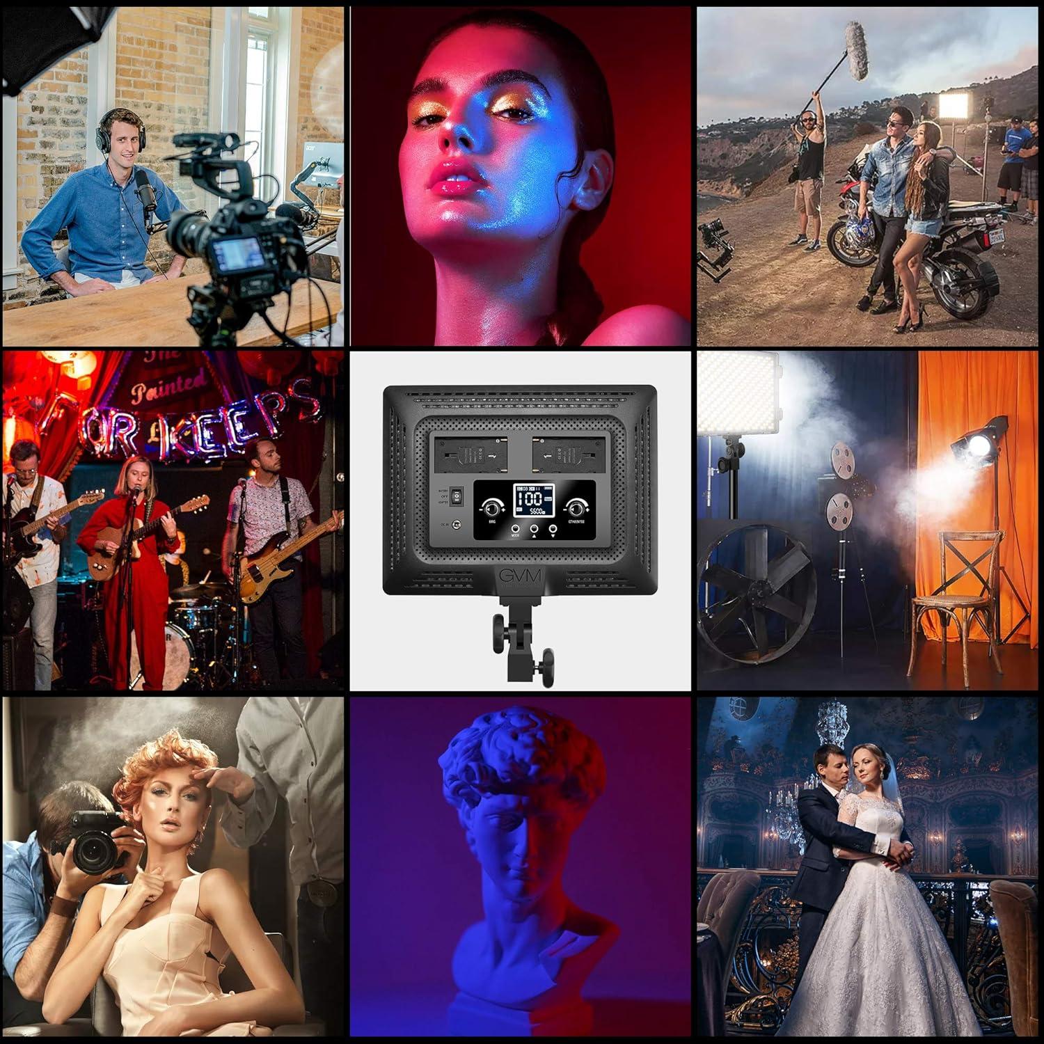 Kit de Iluminación Fotográfica GVM RGB LED 50W Bi-Color 3200K-5600K