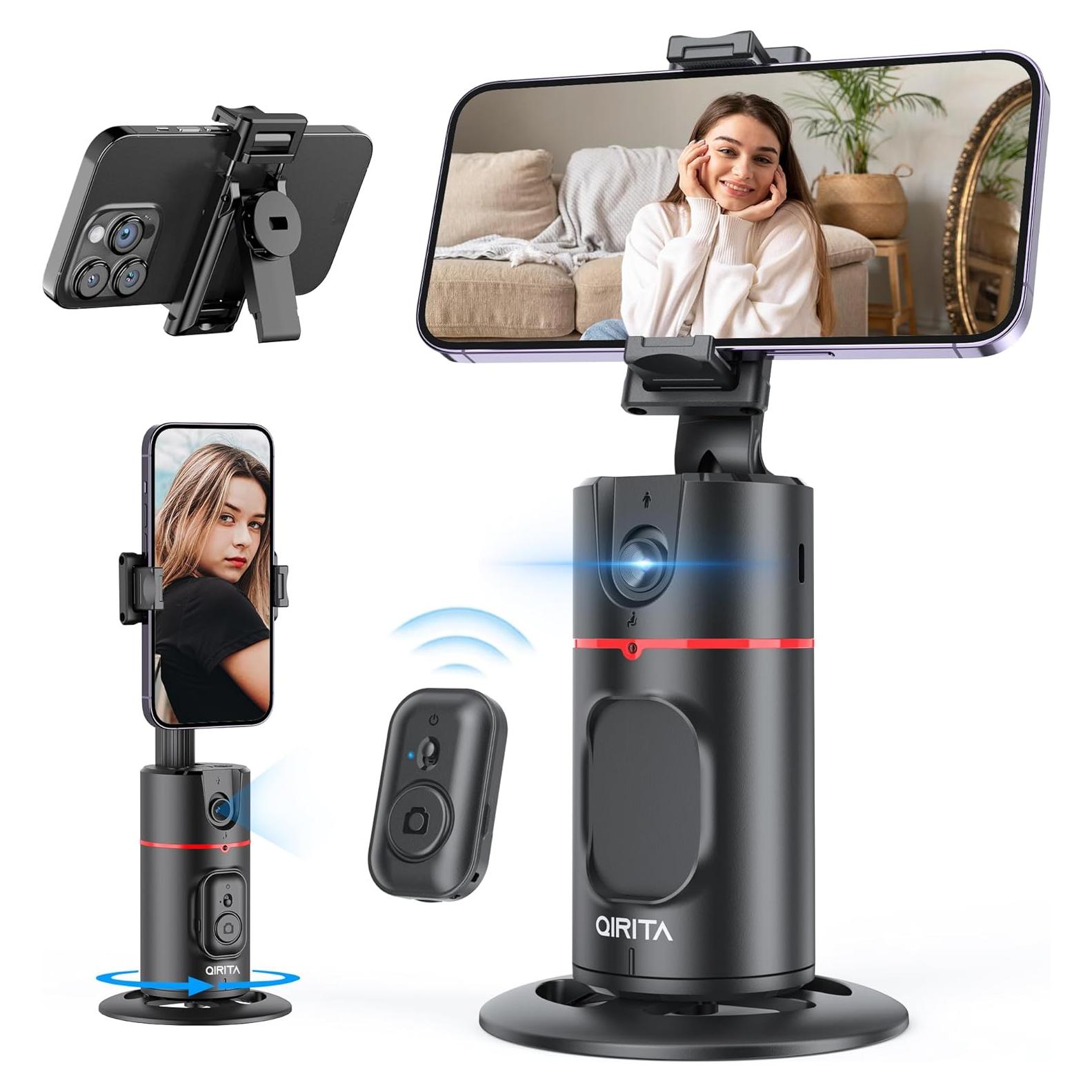 Trípode Inteligente Qirita con Seguimiento Facial 360° Negro