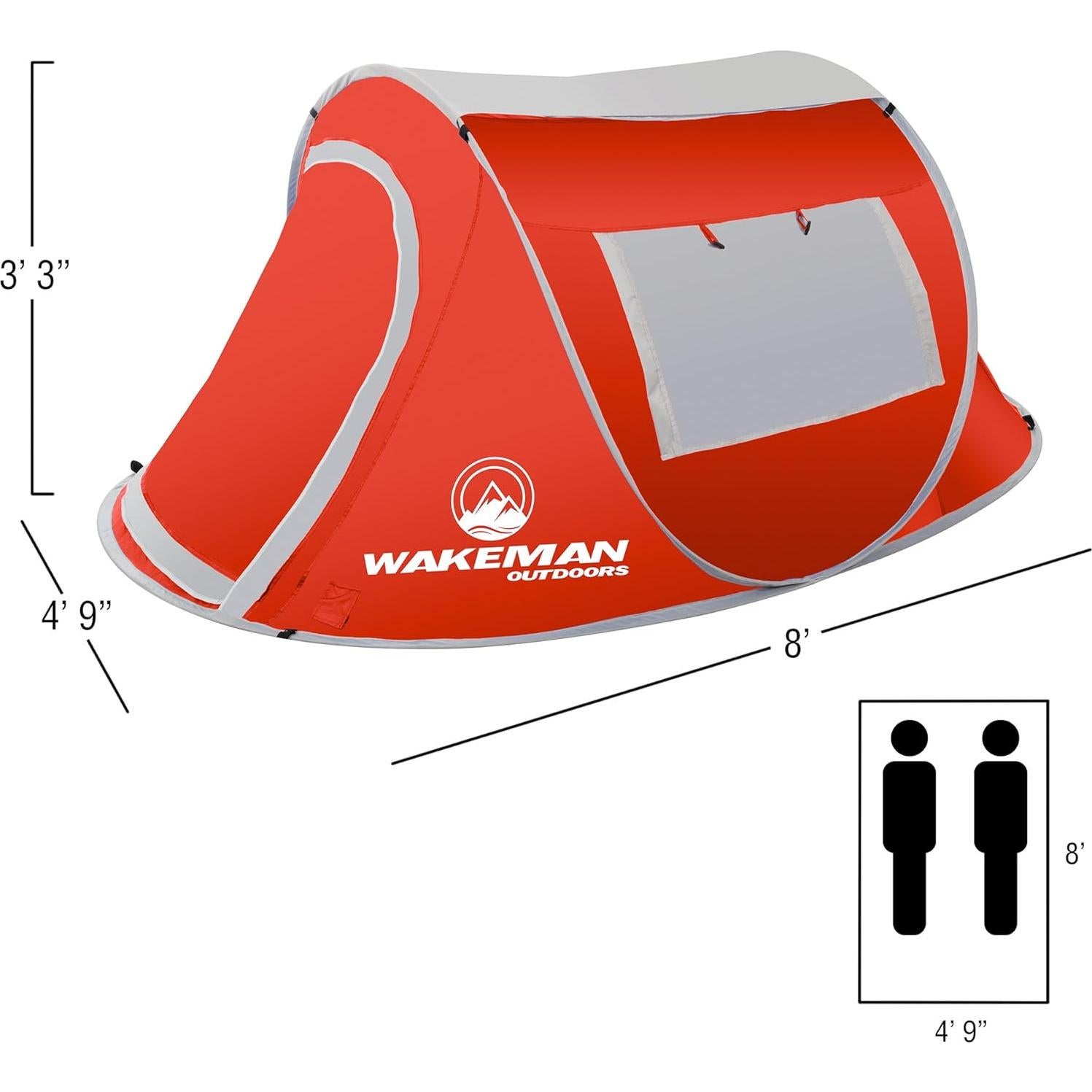 Tienda de Camping Domo 2 Personas Wakeman Rojo Impermeable