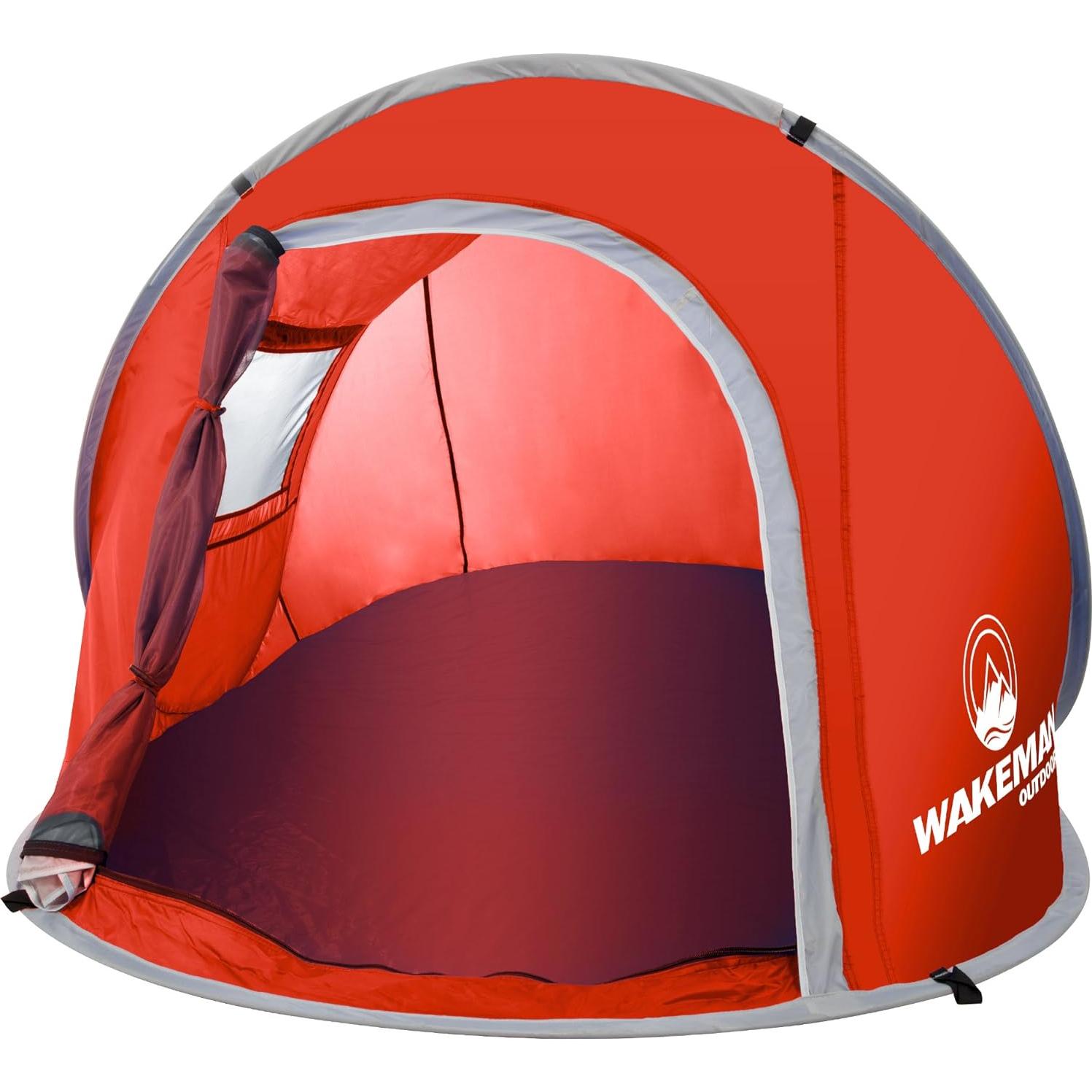 Tienda de Camping Domo 2 Personas Wakeman Rojo Impermeable