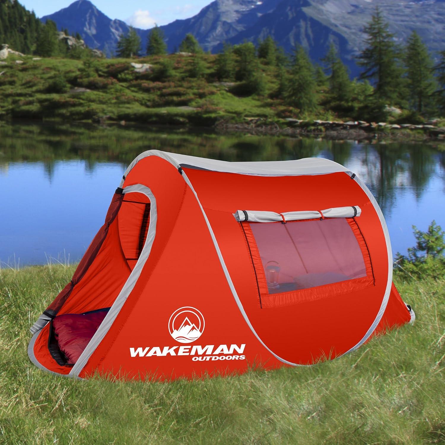 Tienda de Camping Domo 2 Personas Wakeman Rojo Impermeable