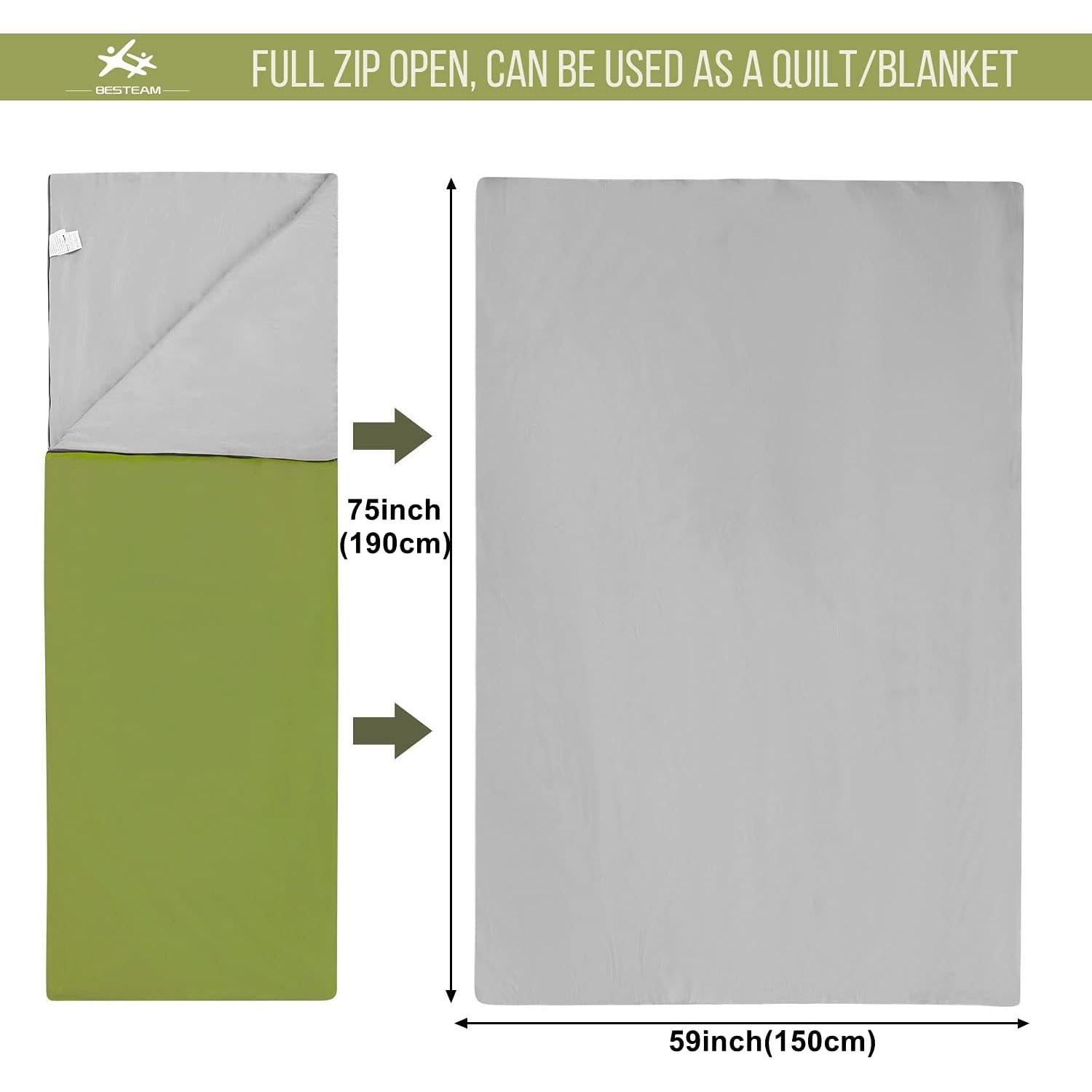 Saco de dormir WERTYCITY verano 1 persona 15°C verde militar