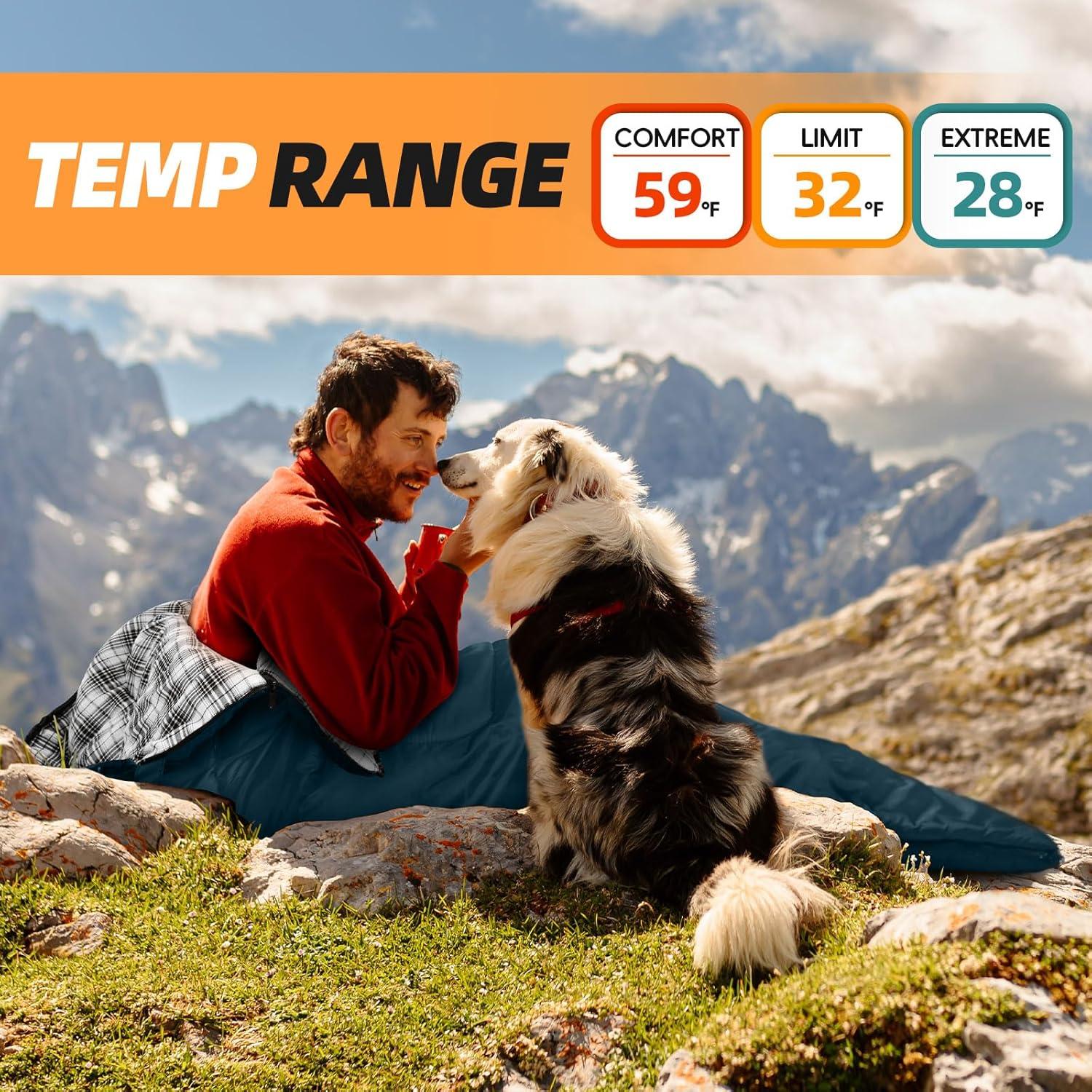 Saco de Dormir MEREZA Flannel XL 229.9x81.8cm para Camping