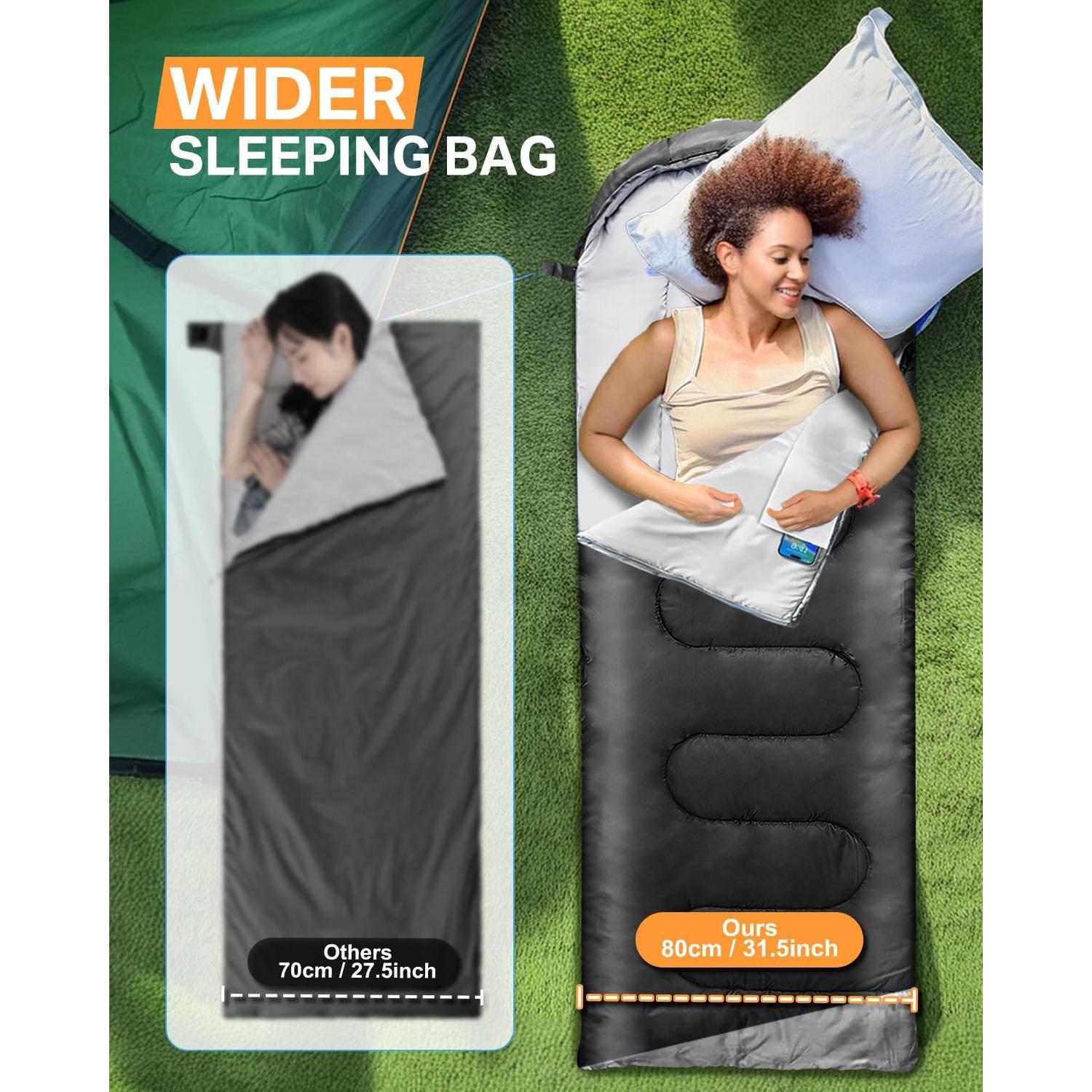 Rantizon Sleeping Bags for Adults Backpacking Lightweight Waterproof- Cold/Warm Weather Sleeping Bag for Mens Kids Boys Girls Camping Essentials Hiking Outdoor Travel Hunting with Compression Bags