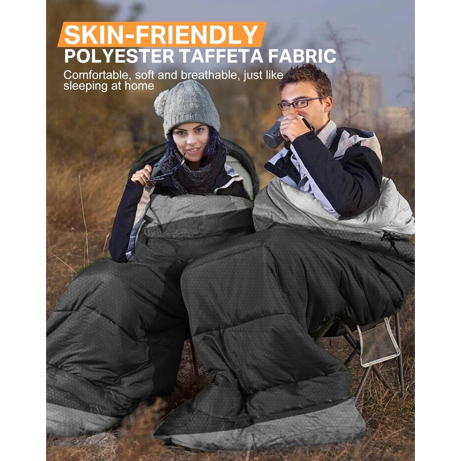 Rantizon Sleeping Bags for Adults Backpacking Lightweight Waterproof- Cold/Warm Weather Sleeping Bag for Mens Kids Boys Girls Camping Essentials Hiking Outdoor Travel Hunting with Compression Bags