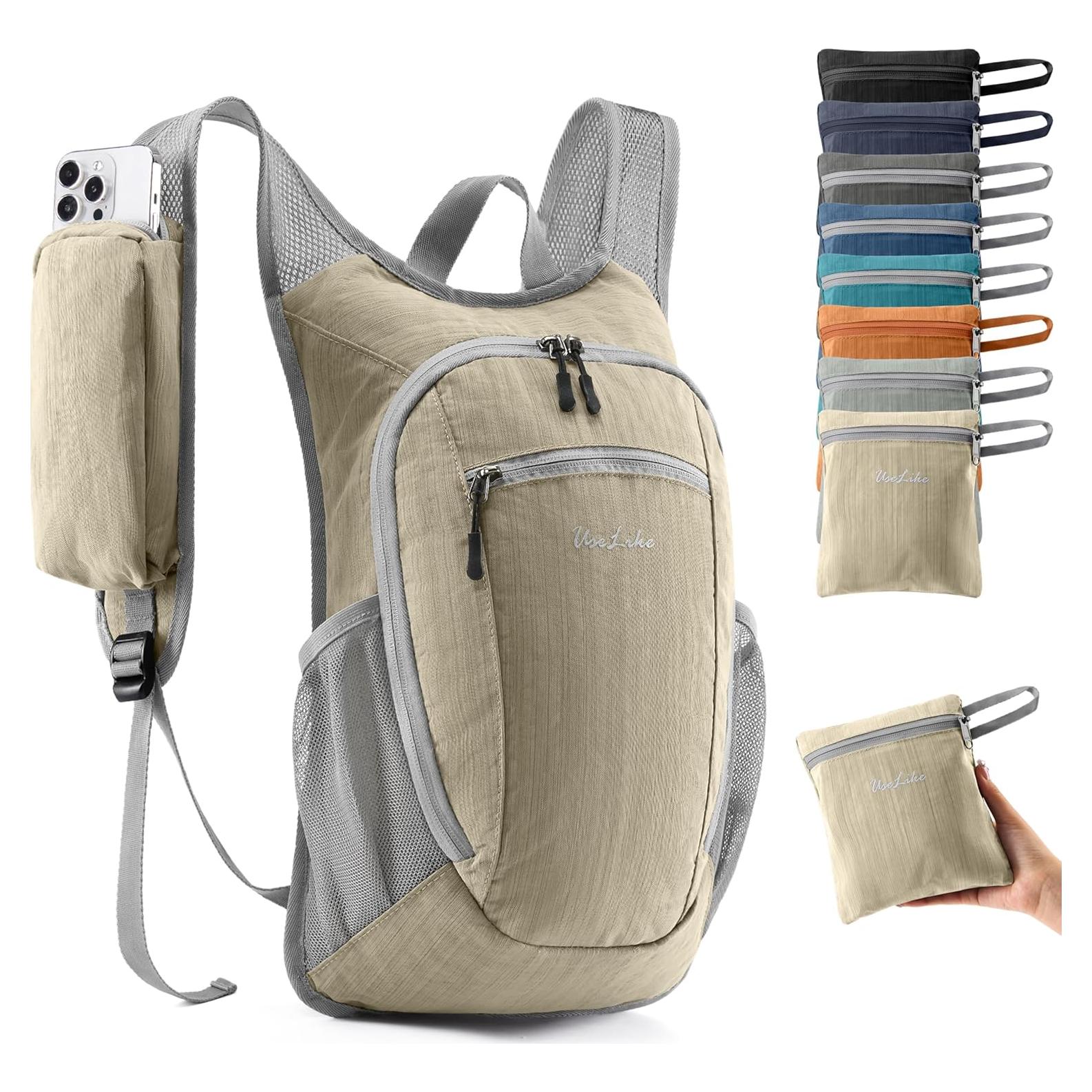 Mochila de Senderismo Plegable 10L Unisex Beige - Ligera y Resistente al Agua