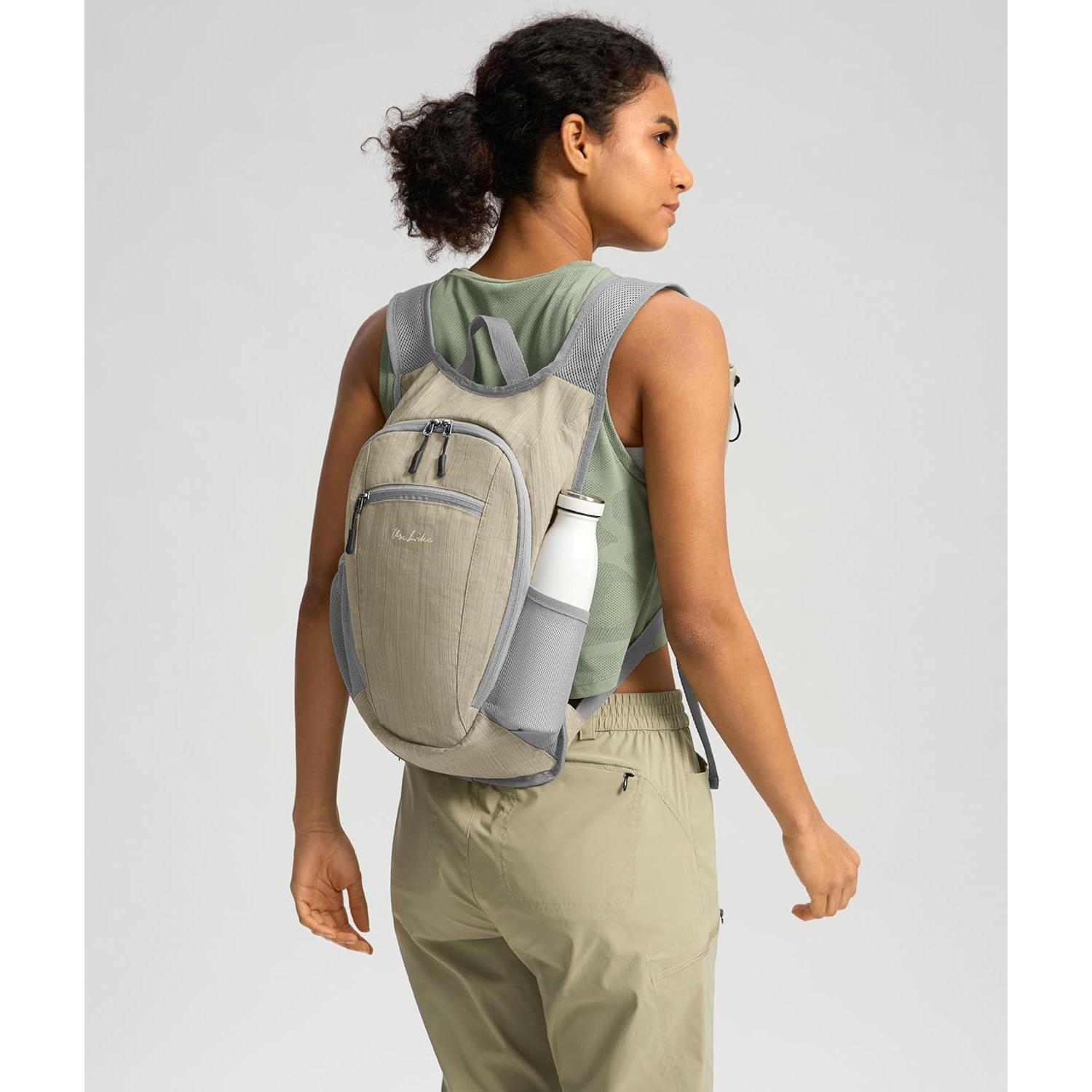 Mochila de Senderismo Plegable 10L Unisex Beige - Ligera y Resistente al Agua