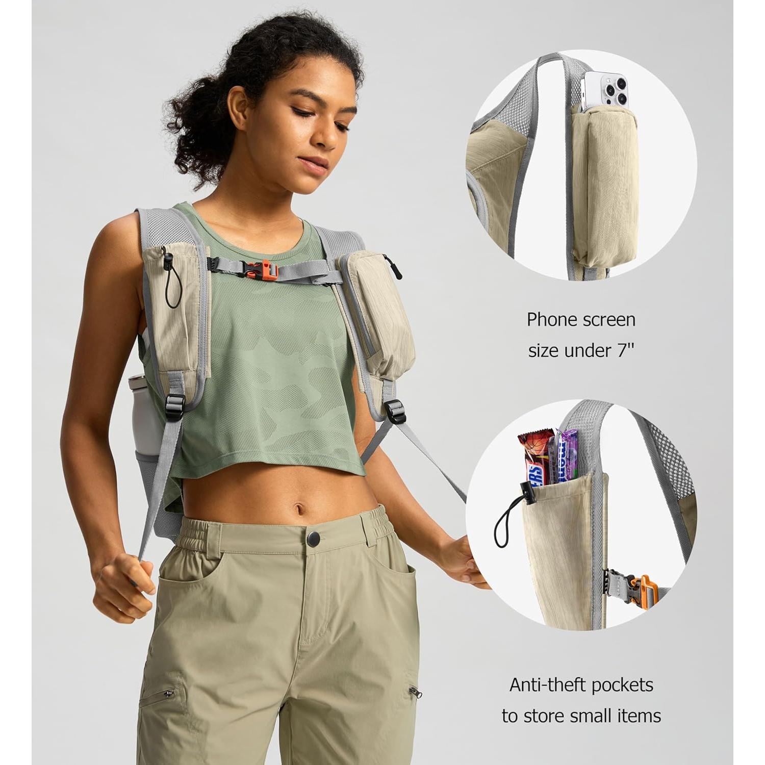 Mochila de Senderismo Plegable 10L Unisex Beige - Ligera y Resistente al Agua