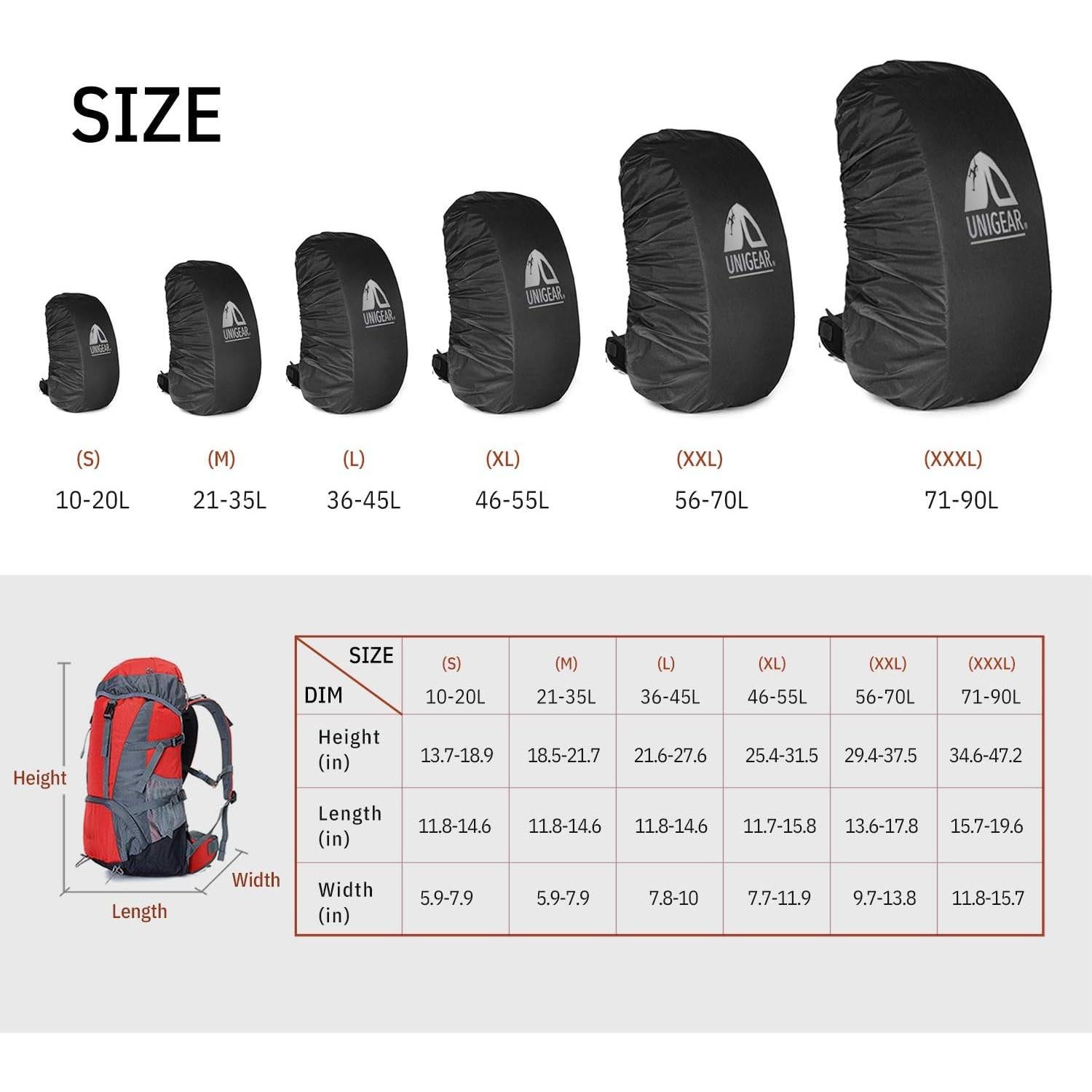 Cubierta de Mochila Unigear Impermeable 5000mm XX-Large Negra