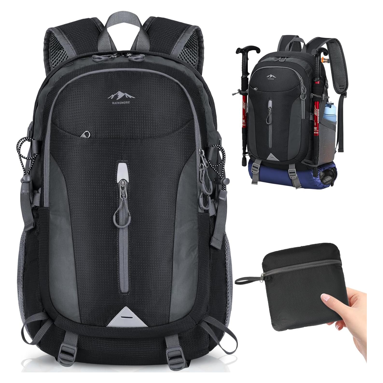 Mochila de Senderismo RAINSMORE 40L Impermeable Plegable