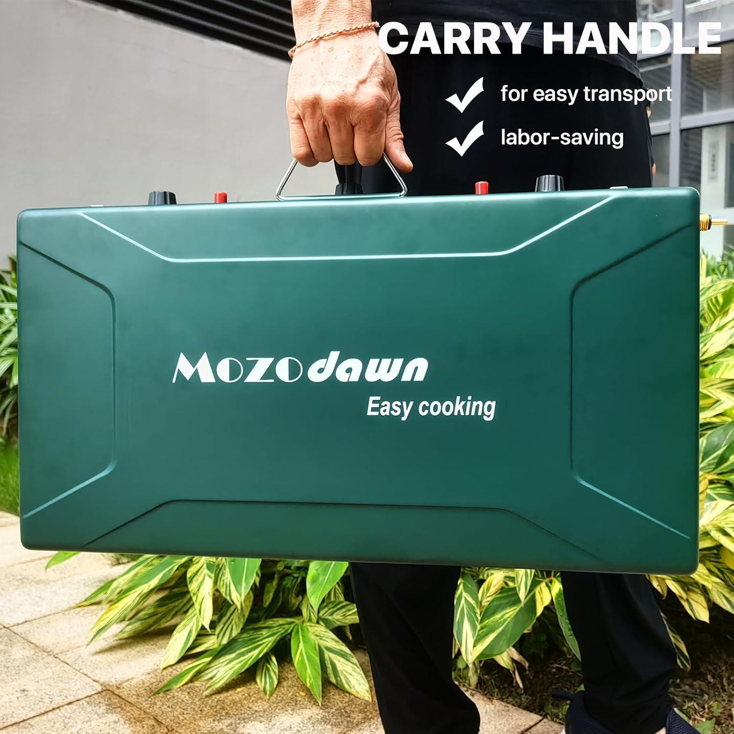 2 Burner Propane Camping Stove, Portable Camp stove/Grill with Adjustable Burners, Wind Guards, Toast Tray, Push-Button Instant Ignition, Total 20400 BTU for Camping, Picnics, Backyard BBQ