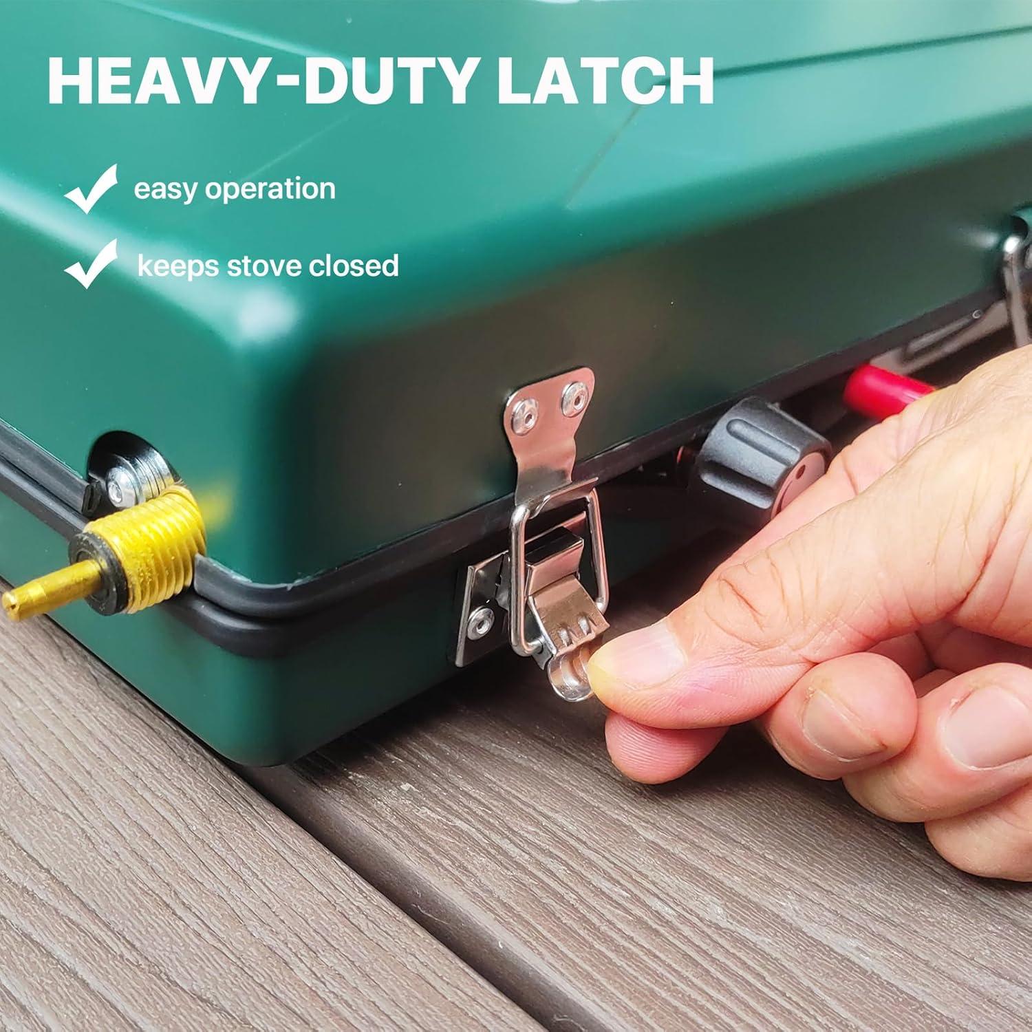 2 Burner Propane Camping Stove, Portable Camp stove/Grill with Adjustable Burners, Wind Guards, Toast Tray, Push-Button Instant Ignition, Total 20400 BTU for Camping, Picnics, Backyard BBQ