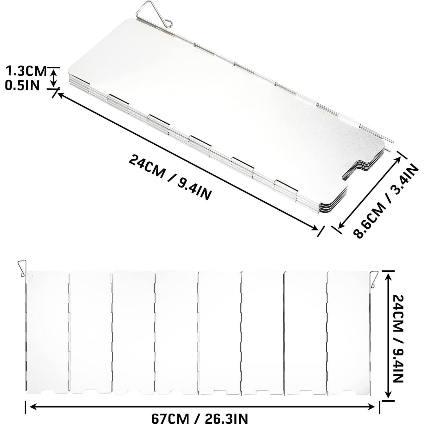 Paravientos de Estufa de Camping 8 Placas Aluminio Plegable