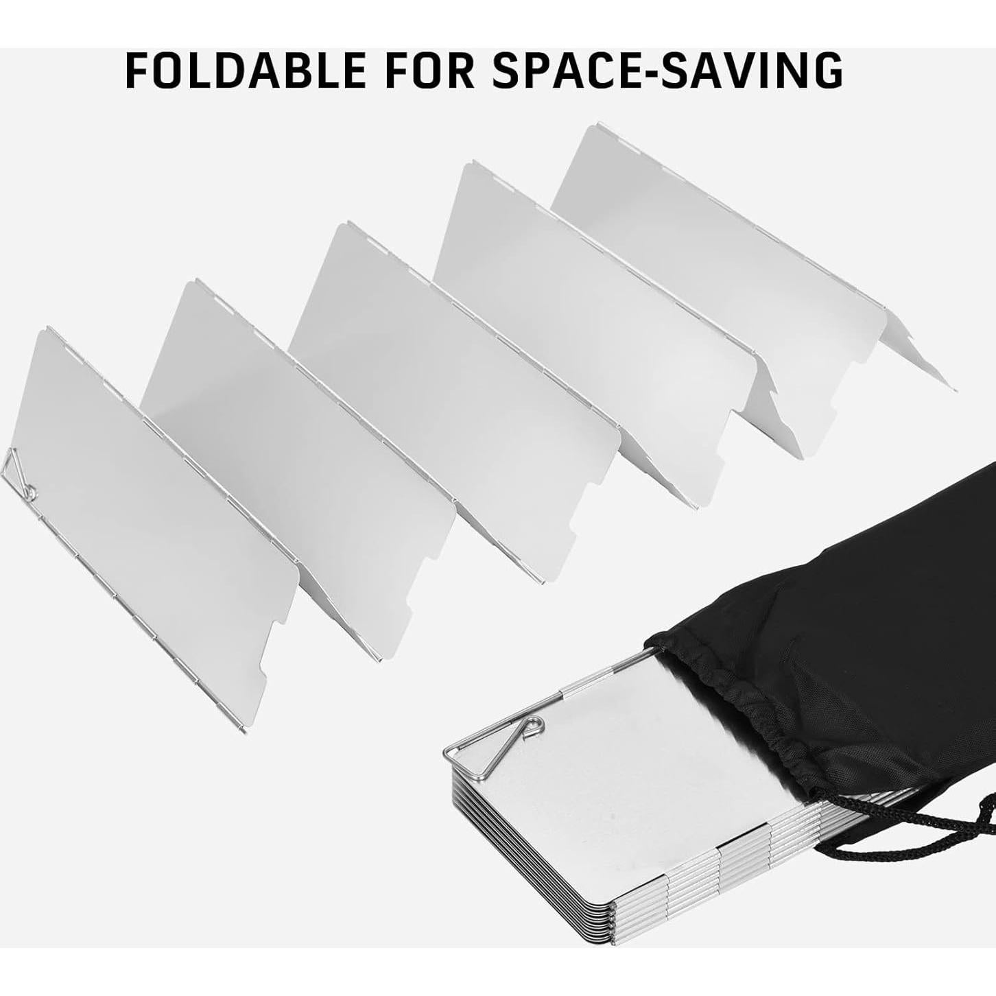 Paravientos de Estufa de Camping 8 Placas Aluminio Plegable
