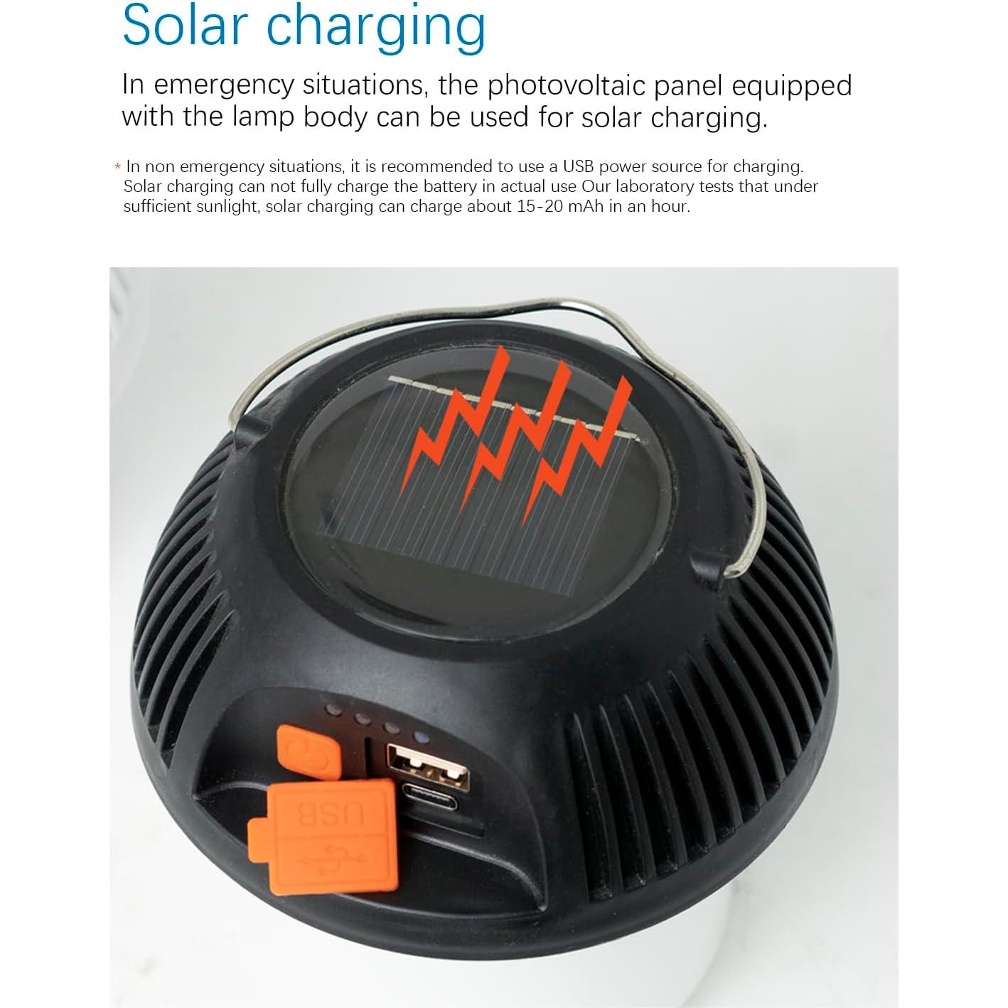 Linterna de Camping Solar Mukkuri 600 Lúmenes Recargable