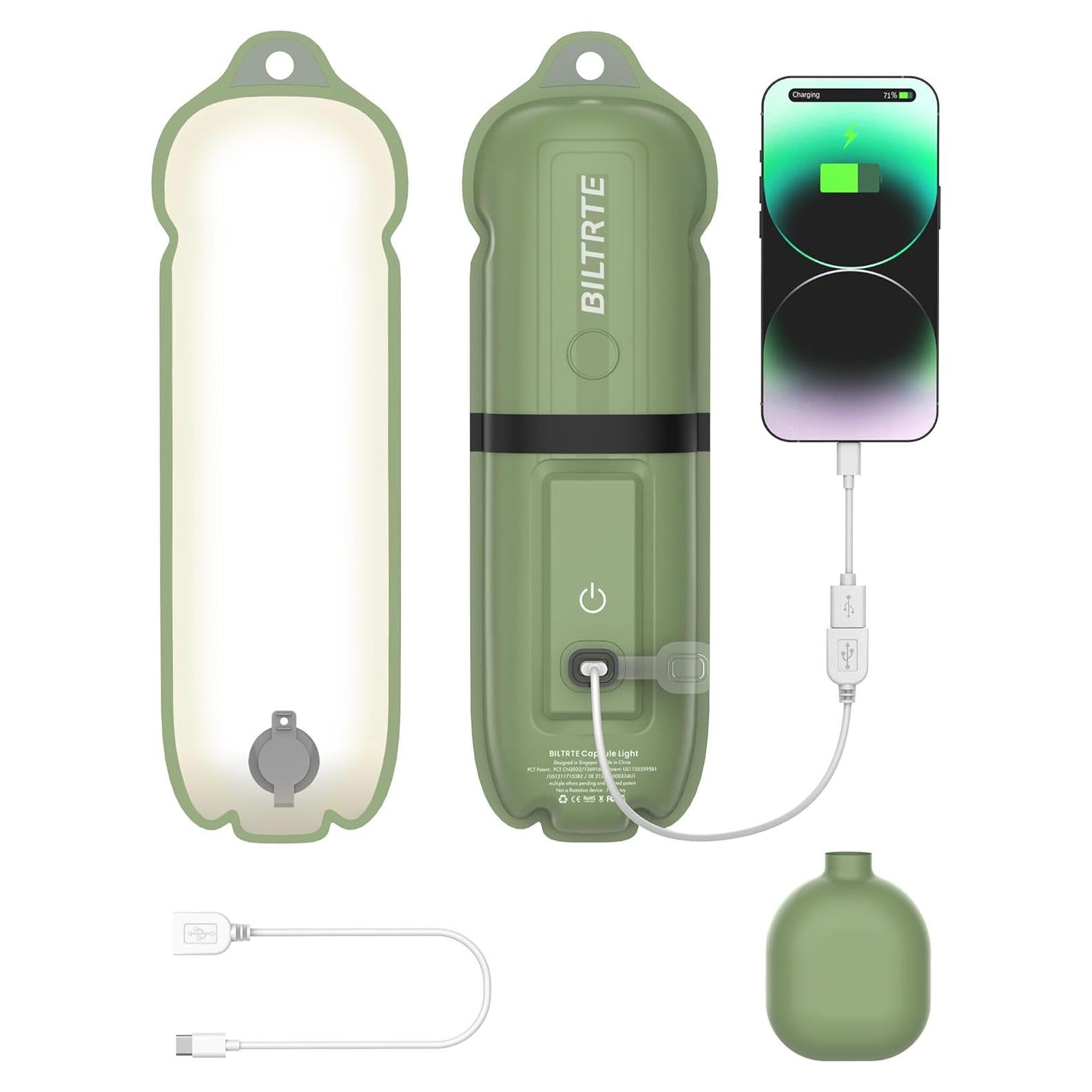 Linterna de Camping Inflable BILTRTE 30cm USB Recargable IP66