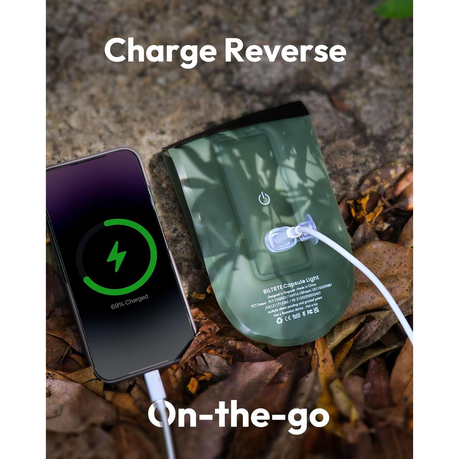 Linterna de Camping Inflable BILTRTE 30cm USB Recargable IP66