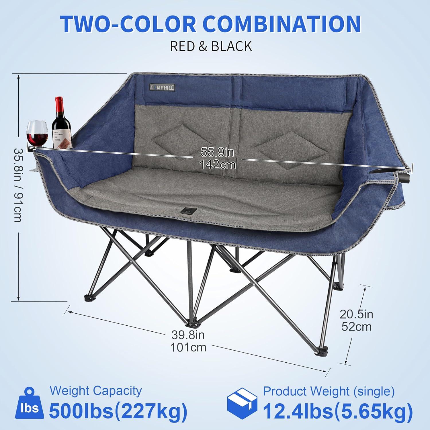 Silla de Camping Doble Plegable Camphill Azul 227 kg