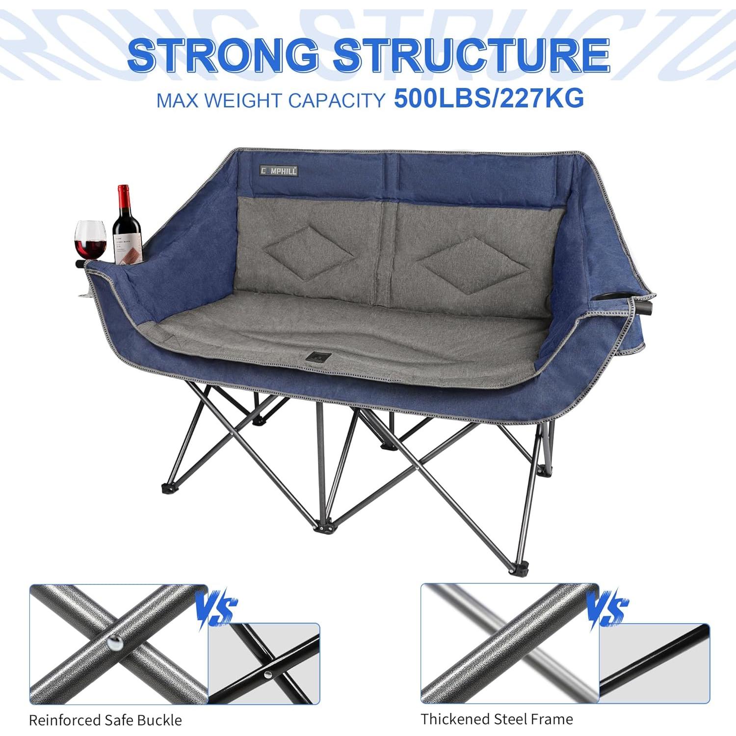 Silla de Camping Doble Plegable Camphill Azul 227 kg