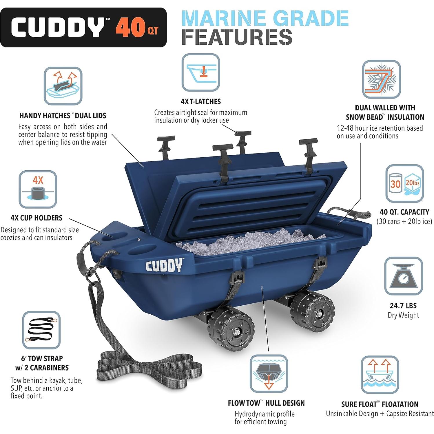 Enfriador Anfibio CUDDY 40QT GoSports con Ruedas