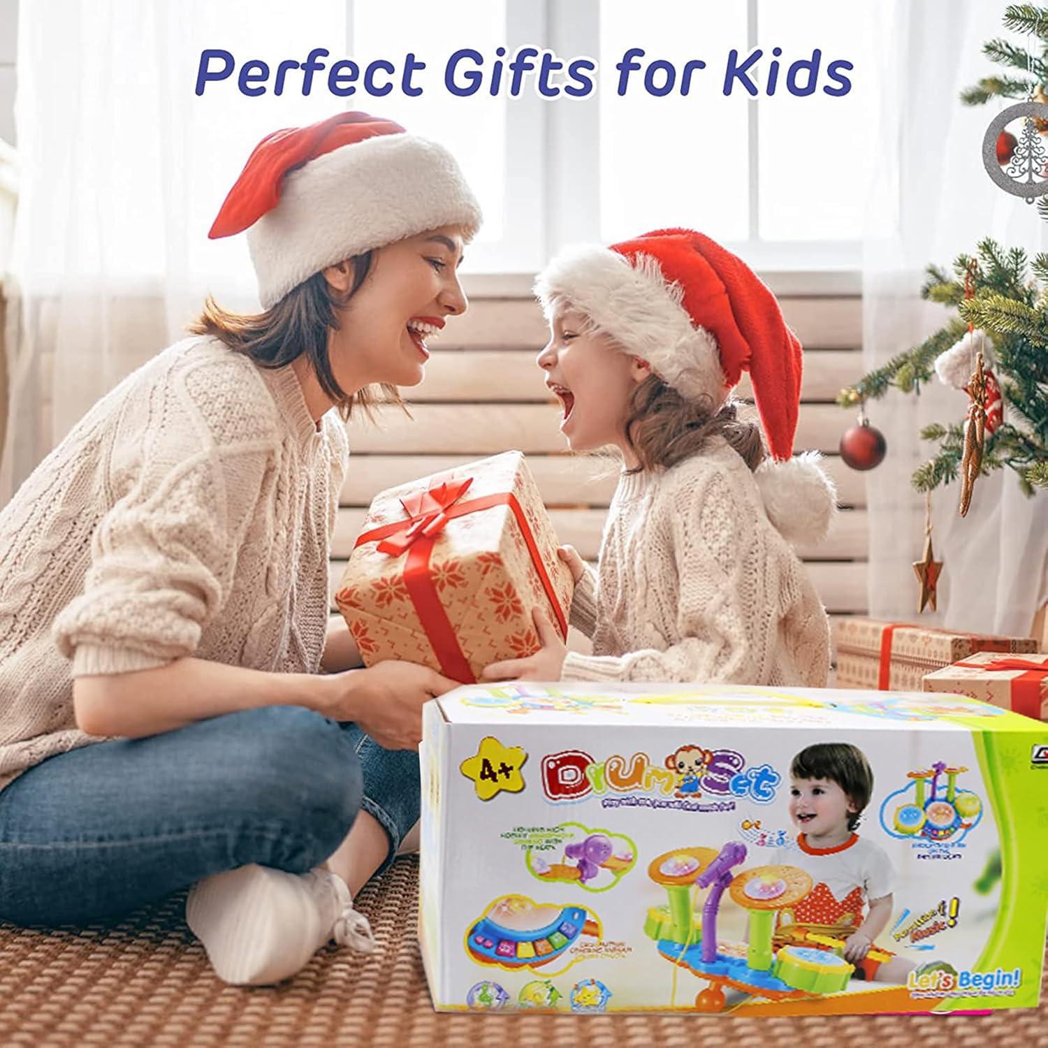 Juego de Batería para Niños HOMILY Rosa con Micrófono