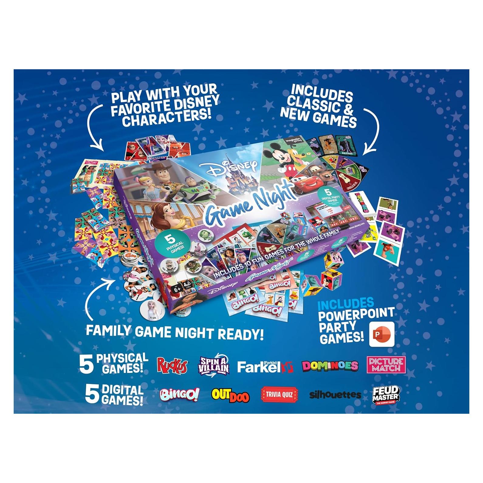 Colección de Juegos de Mesa Disney 10 en 1 para Niños y Adultos