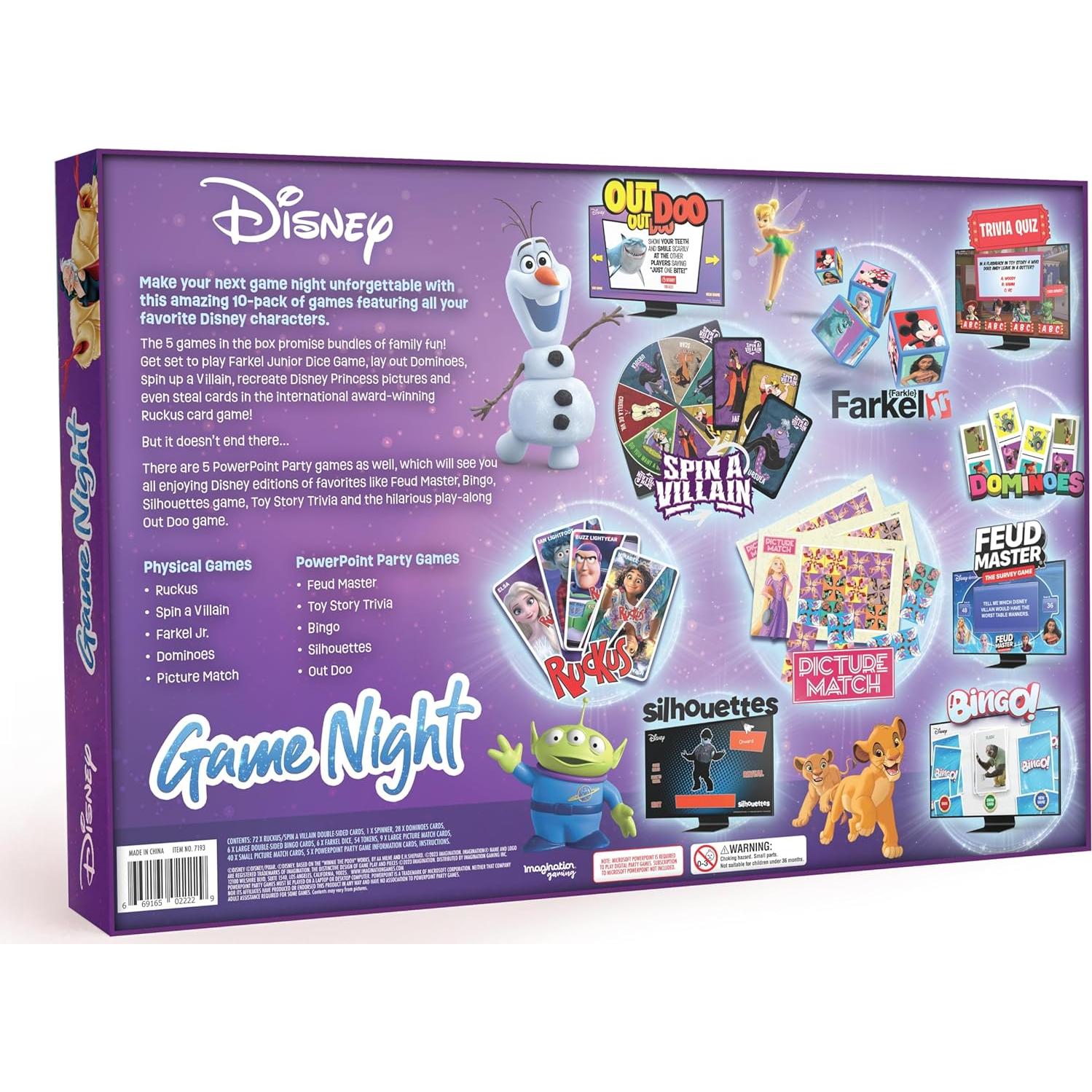 Colección de Juegos de Mesa Disney 10 en 1 para Niños y Adultos