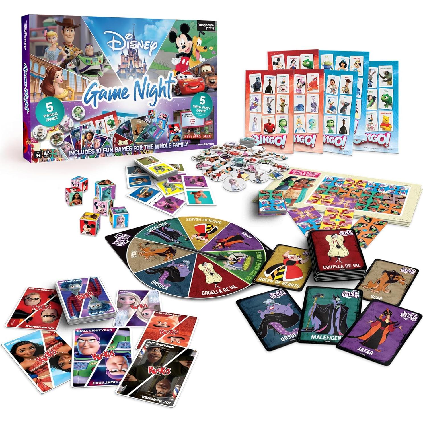 Colección de Juegos de Mesa Disney 10 en 1 para Niños y Adultos